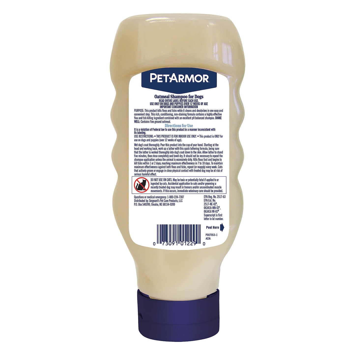 PetArmor Flea & Tick Protection Oatmeal Shampoo for Dogs, Hawaiian Ginger Scent, 18 Ounce