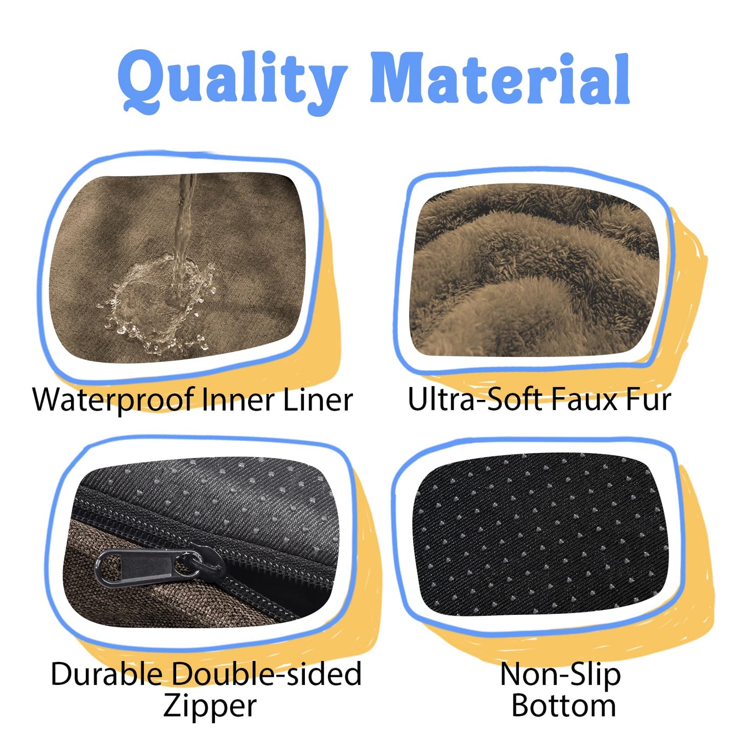 Orthopedic XL Large Dog Bed - Removable Bolster & Waterproof Washable Cover for Pet Big Dogs Bed Extra Large Dog Beds with Foam Support Non-Slip Bottom