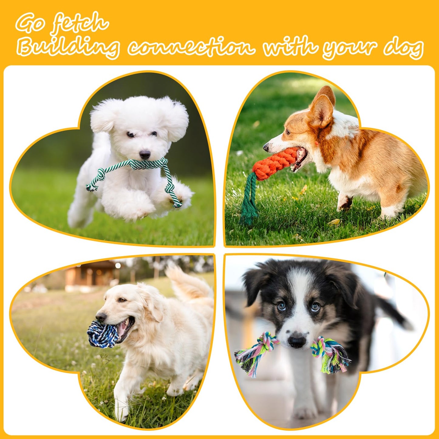 Squeaky Dog Toys for Puppy Small Stuffed Toys with Rubber Toys in Bulk Plush Dog Toy Safe Fetch Chew Toys Pack for Chewing and Teething (8 PCS Cotton Knot)
