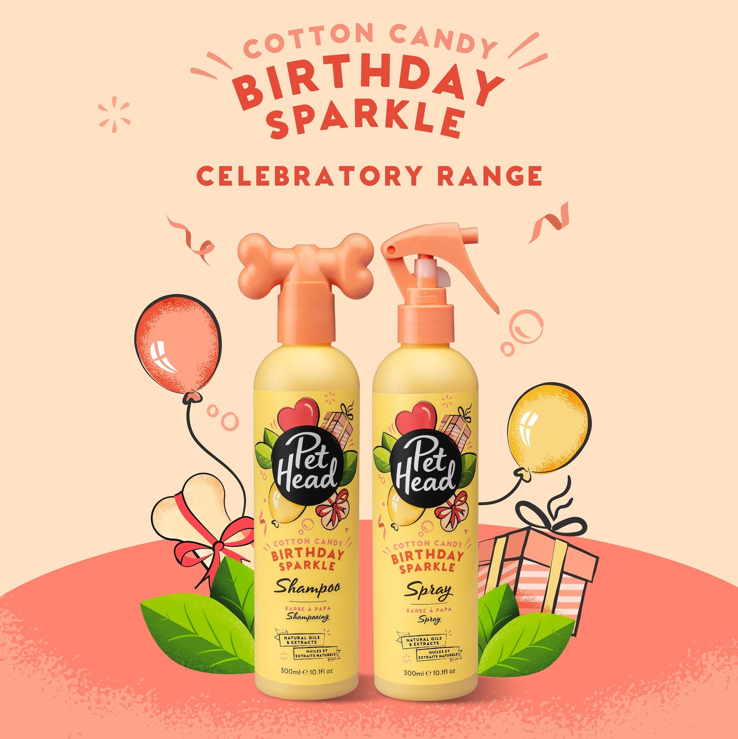 Pet Head Birthday Sparkle Dog Shampoo | Cotton Candy Scent | Shampoo for Dogs with Sensitive Skin | Dog Birthday Present | Vegan | Gentle Formula for Puppies | Made in USA | 10.1 fl. oz.