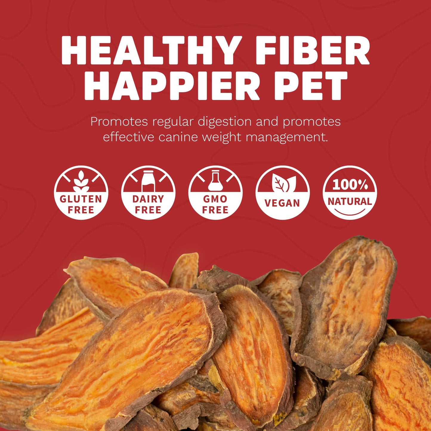 CHOOCHER Dehydrated Sweet Potato Dog Treats - High Fiber Gluten Free & Vegan Dental Chews for Small Medium Large Dogs - Made in USA Dog Chews for Training Teeth Cleaning & Healthy Digestion