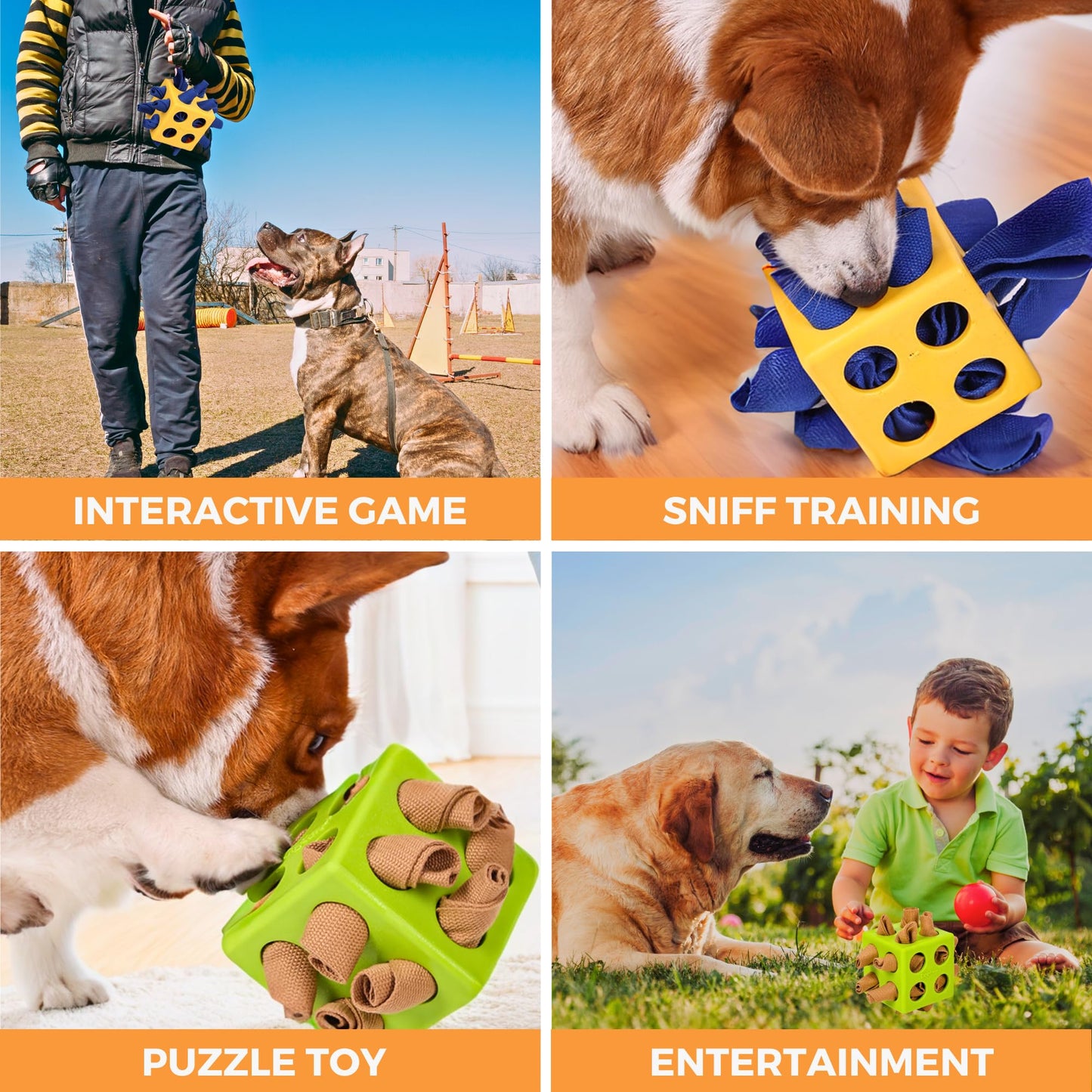 Fossa Dog Enrichment Puzzle Toy, Interactive Snuffle Ball for Dogs Encourage Stimulation Food Foraging Skill, Resistant Rope to Hide Treat for Aggressive Puppy, Small, Medium, Large Dog
