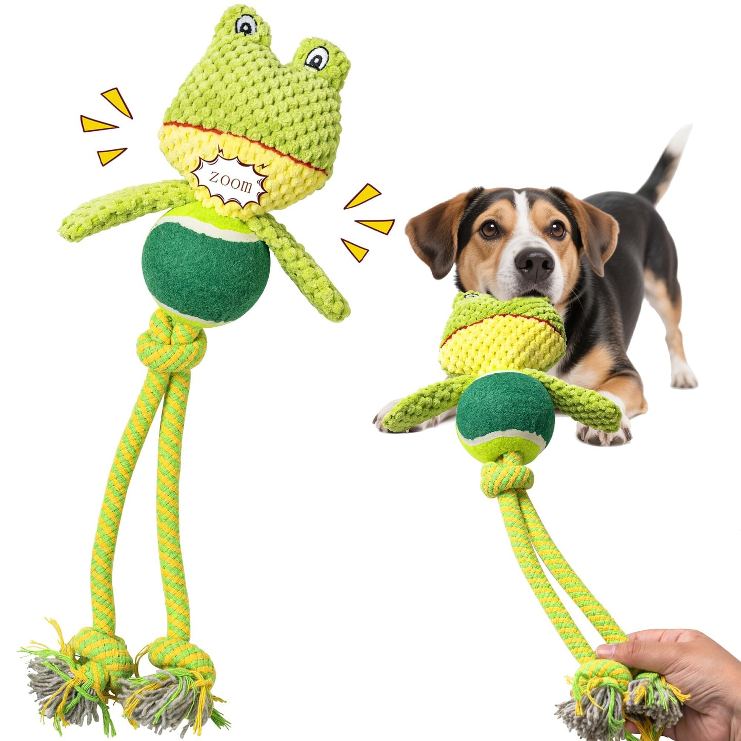 Jestrem Interactive Dog Toys, Tug of War Dog Squeaky Toy, Multi-Functional Chew Toys to Keep Them Busy, Reduce Boredom, Teeth Cleaning for Small Medium Large Dogs