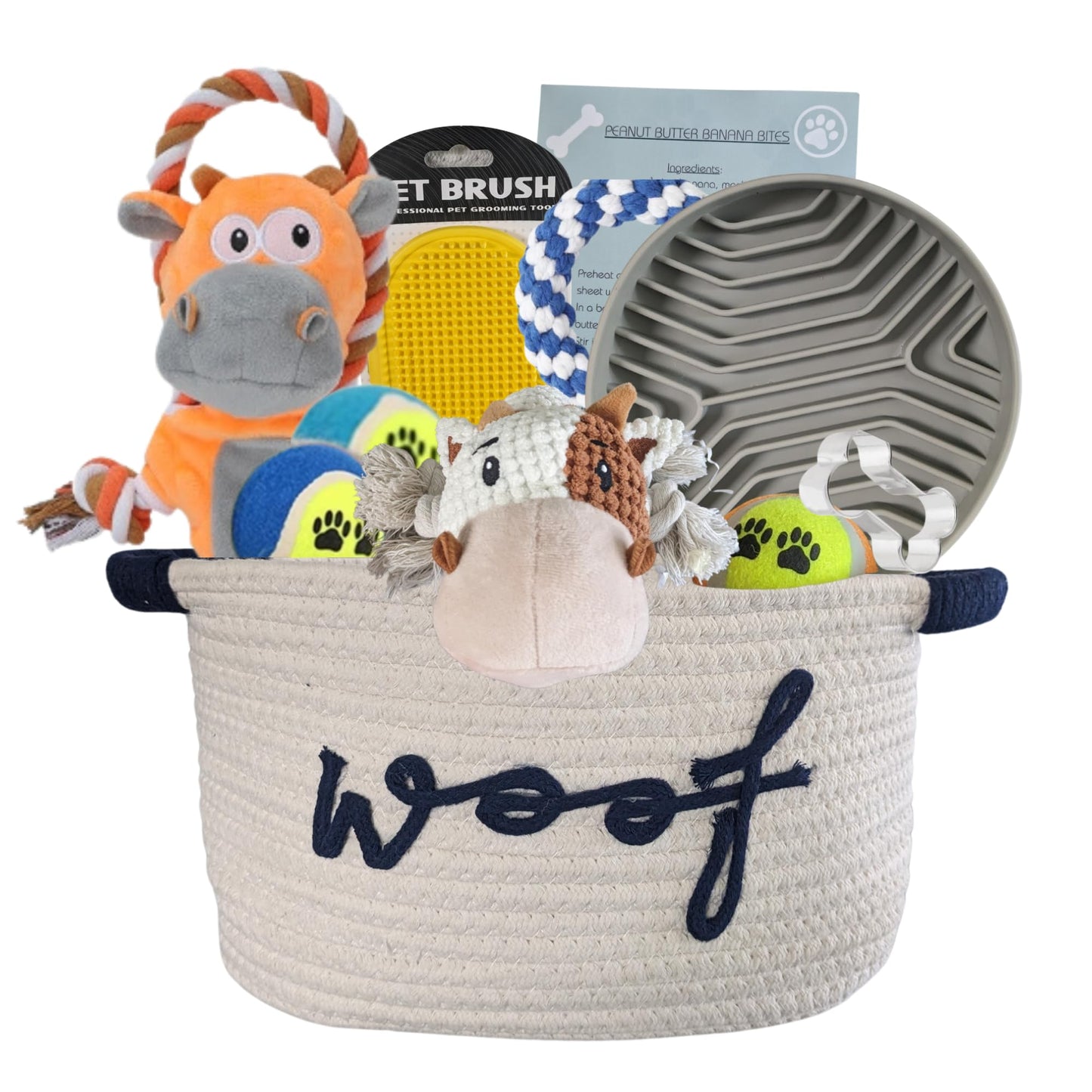 New Puppy Gift Basket - Premium Puppy Starter Kit and Dog Gift Basket with Dog Toys - Perfect Doggie Birthday Gifts and Puppy Necessities with Pet Toy Basket.