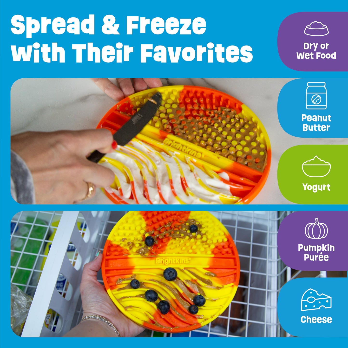 Brightkins Tie Dye Circle Lick Mat, Food Rubber Mat and Snuffle Pet Supplies, Enrichment Puppy Pads Essentials Products, Anxiety Relief Items, Interactive Dog Toys