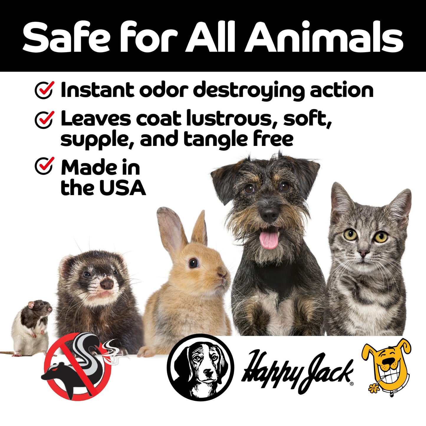 HAPPY JACK Mephidide Anti Skunk Shampoo for Dogs, Cats, Pets – Hypoallergenic Skunk Odor Remover for Dogs – Deodorizing Dog Shampoo (16oz)