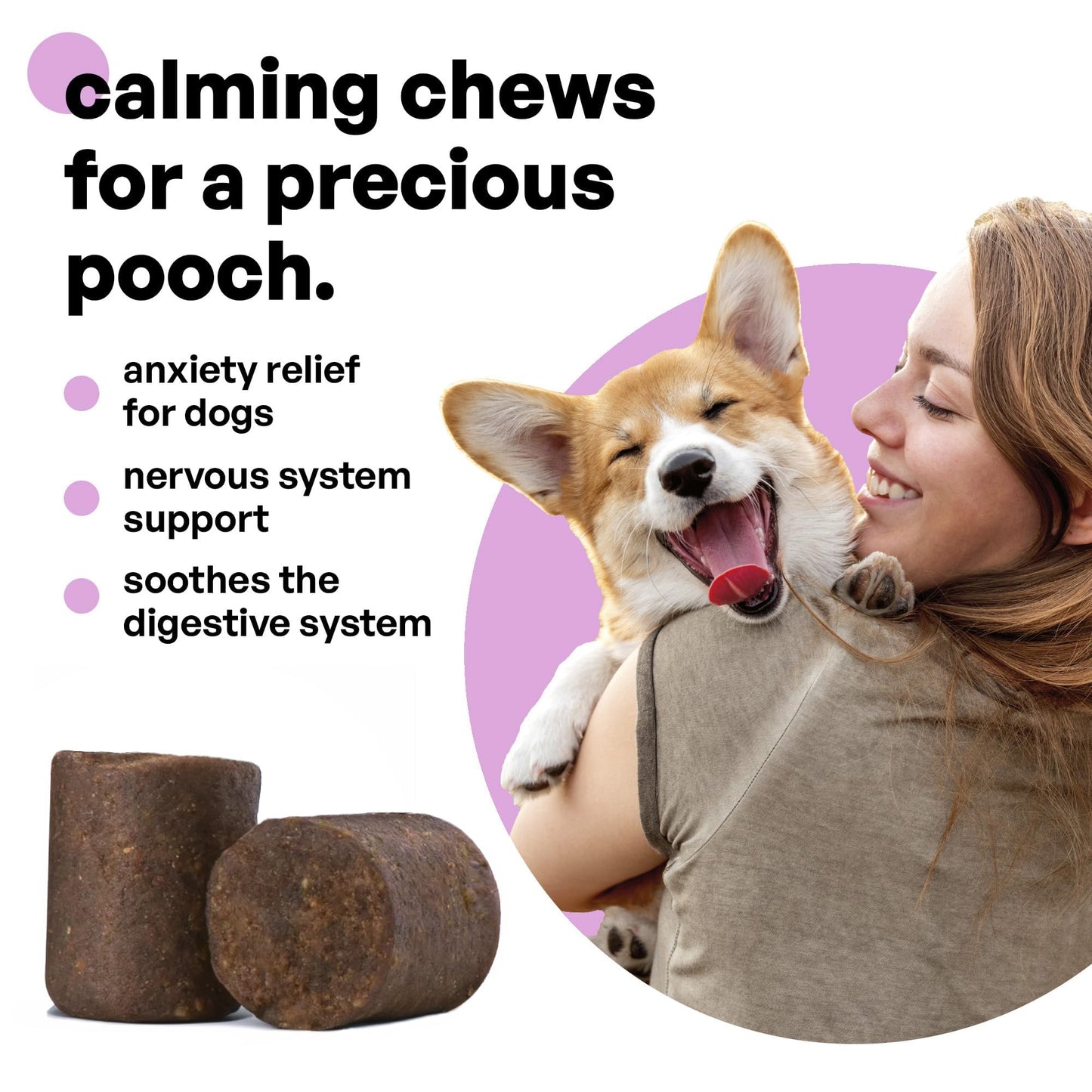 Hemp Hounds Melatonin Free Calming Chews for Dogs - Fireworks Stress - Dog Calming Treats for Anxiety Relief - 90 Count - Dog Separation Anxiety Treats - Beef Liver Flavor - Adaptogens - 11.9 oz