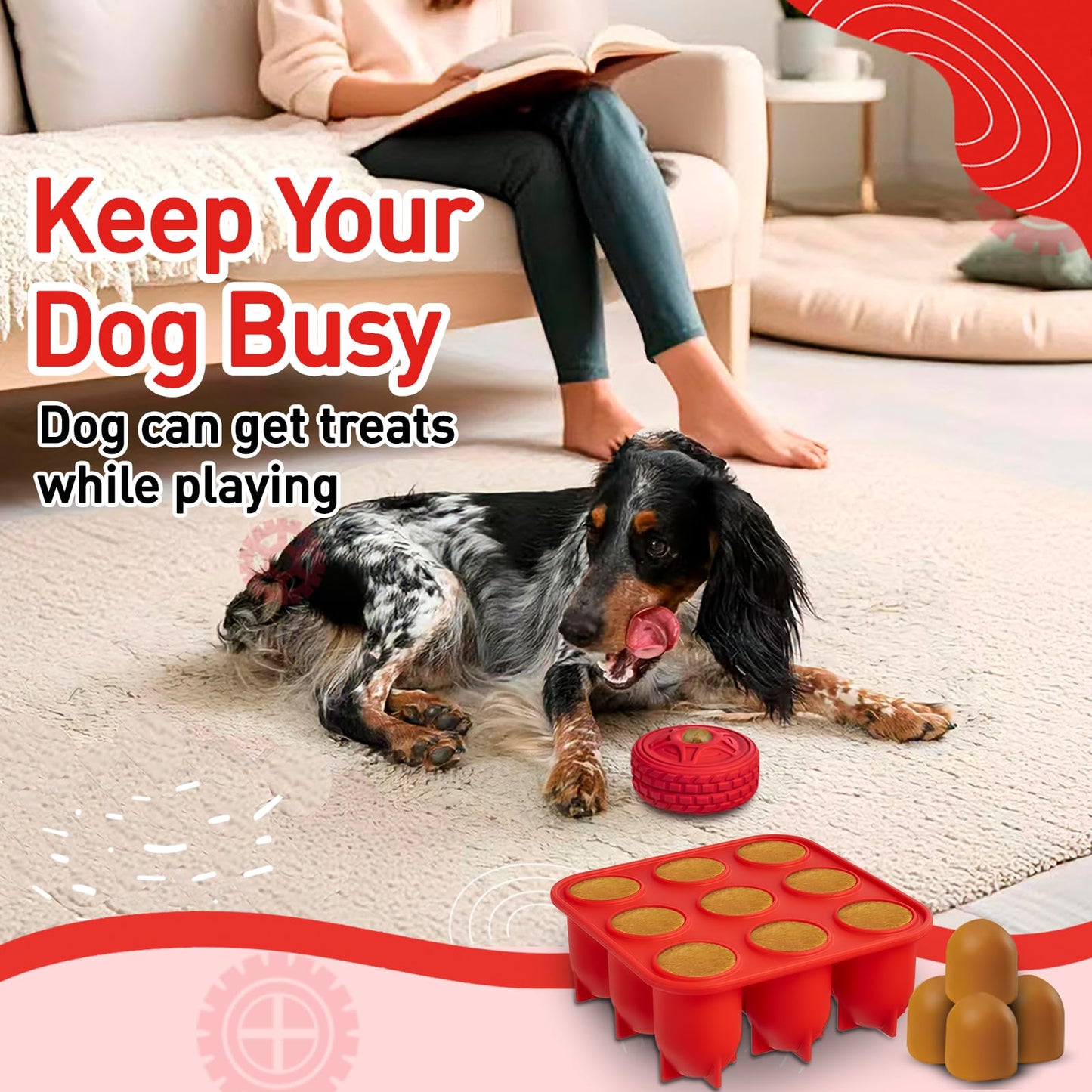 Hanshengday Frozen Dog Toy to Keep Them Busy, Interactive Treat Dispensing Dog Toy, Indestructible Chew Toy for Aggressive Chewers and Large Dogs, Durable Rubber Bully Stick Holder