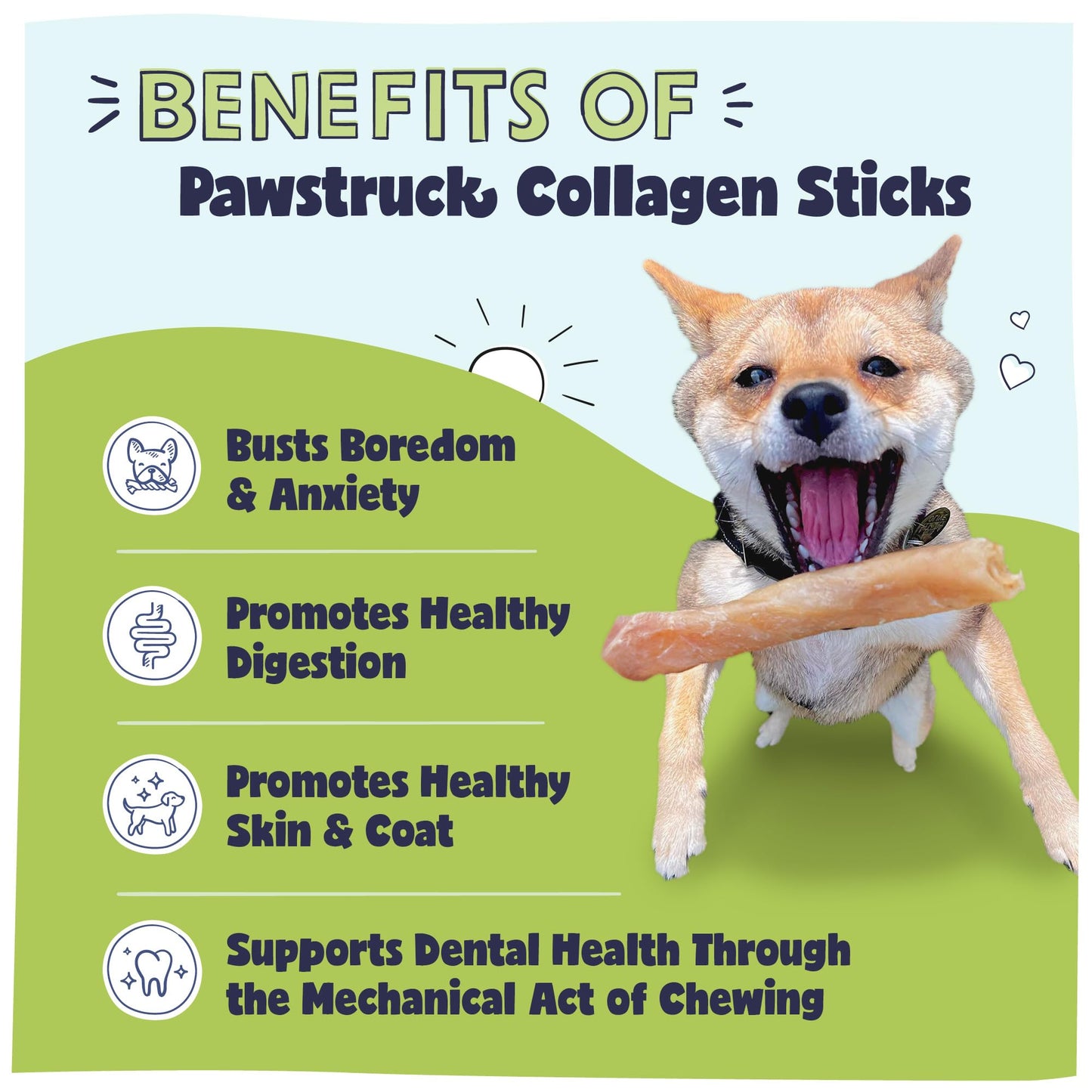 Pawstruck Natural 5-7" Beef Collagen Sticks for Dogs – Long-Lasting Rawhide Alternative, High Protein & Low Fat with Chondroitin & Glucosamine – 5 Pack