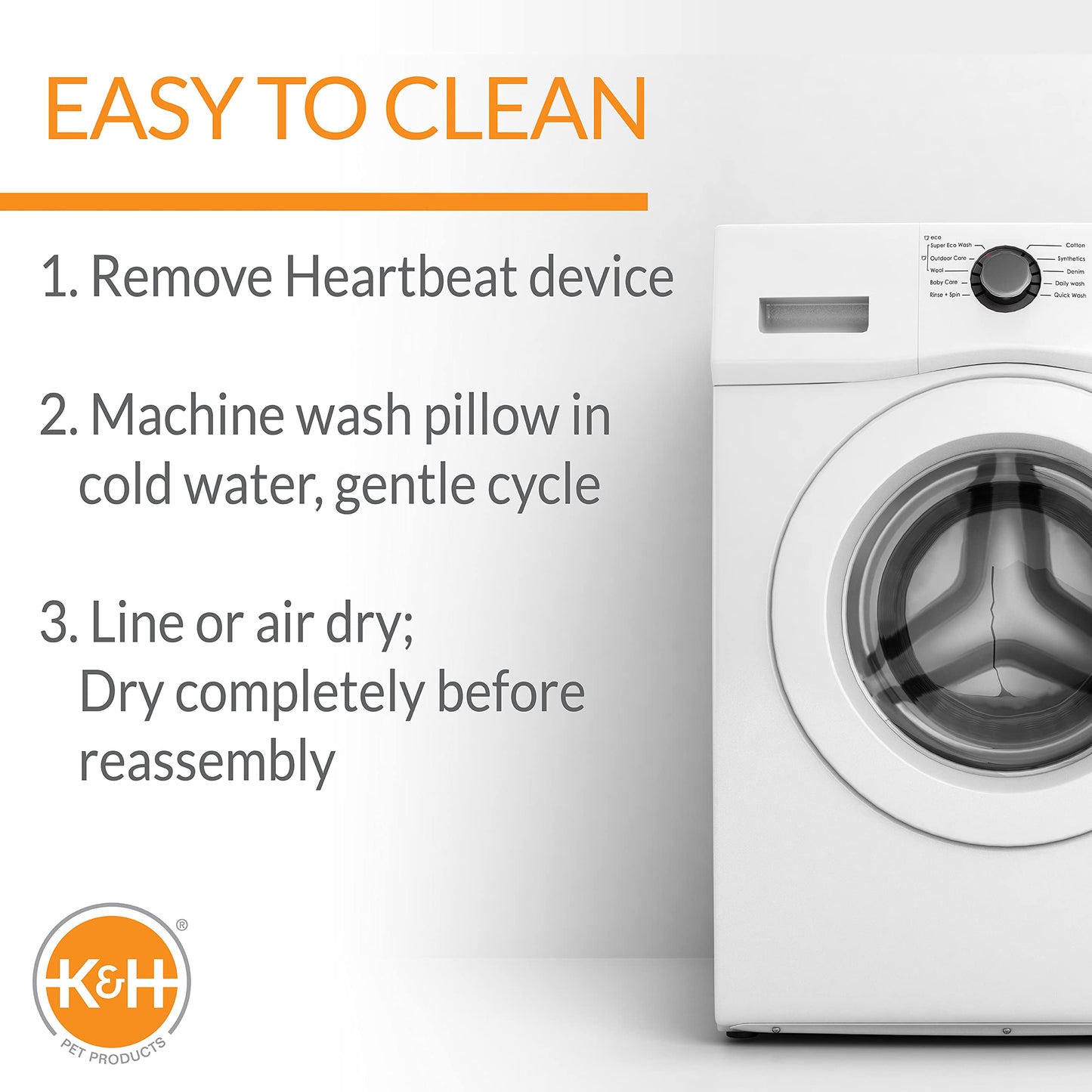 K&H Pet Products Mother's Heartbeat Calming Dog Toy Bone Pillow Gray Large Breed Heartbeat 13 Inch