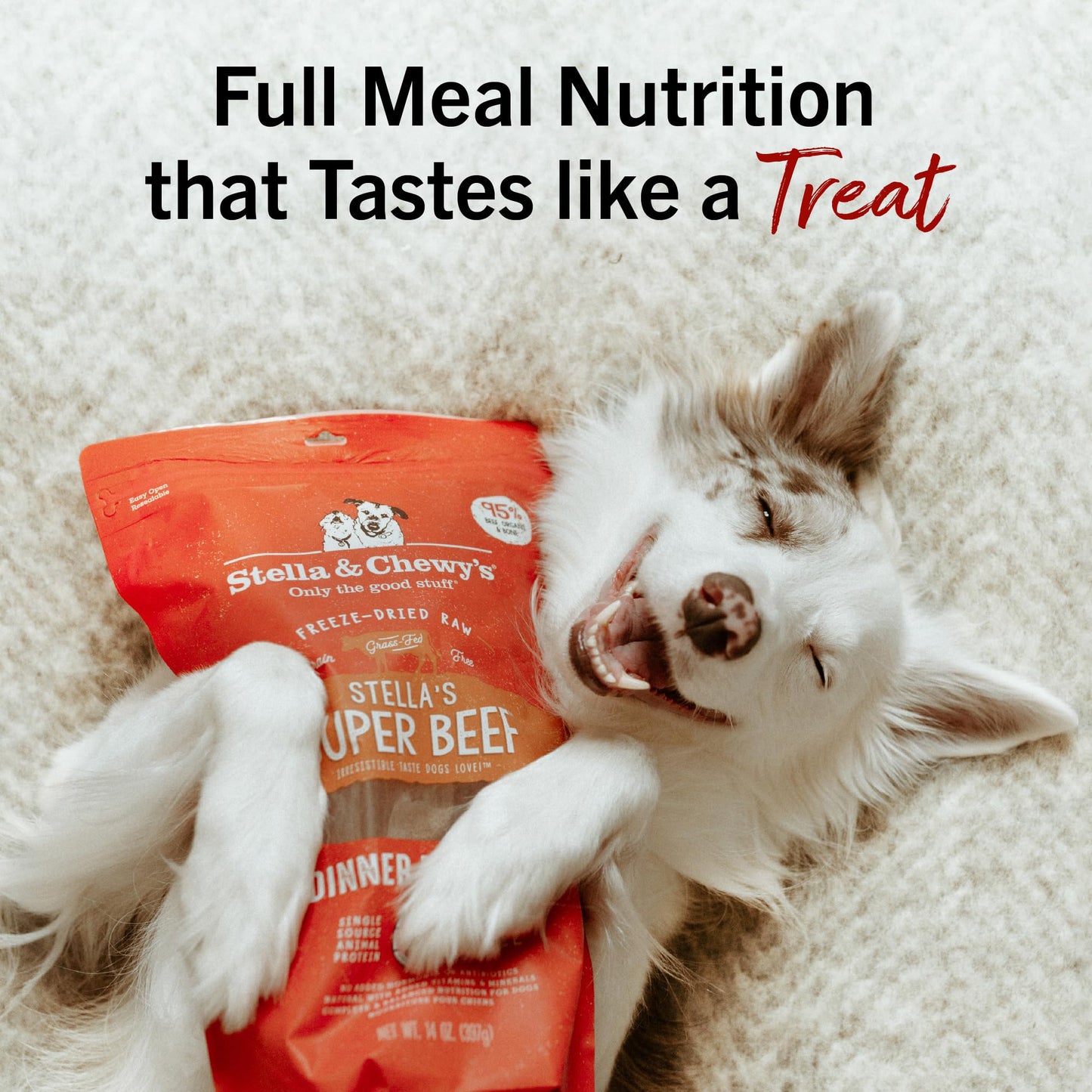 Stella & Chewy's Freeze-Dried Raw Dinner Patties - Beef Recipe - High Protein Grain-Free Puppy & Dog Food - Perfect For Picky Eaters - 14 oz