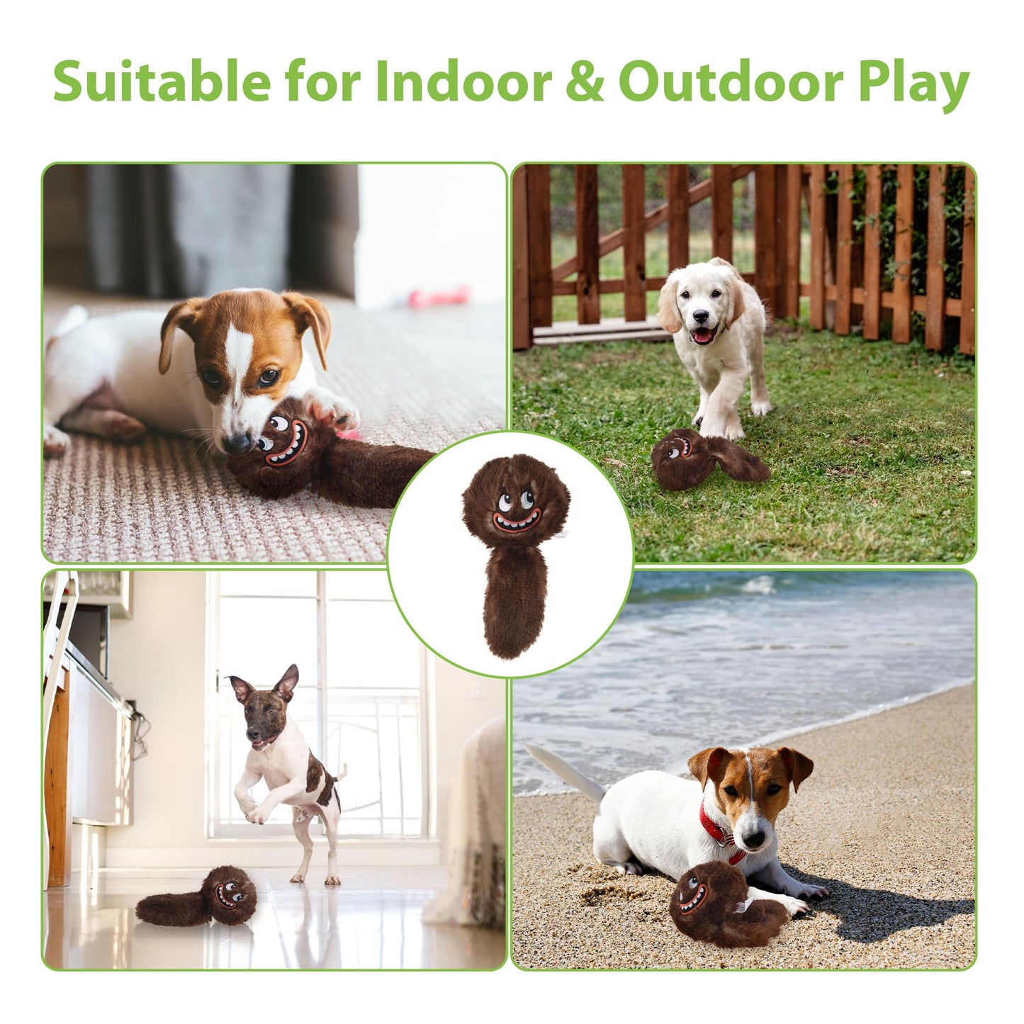 PETGEEK Interactive Squeaky Dog Toy, Automatic Moving Vibrating Dog Balls with Plush Cover, Rechargeable Perro Juguetes with Recording and Music Mode, Crinkle Pet Plush Toy for Boredom, Brown