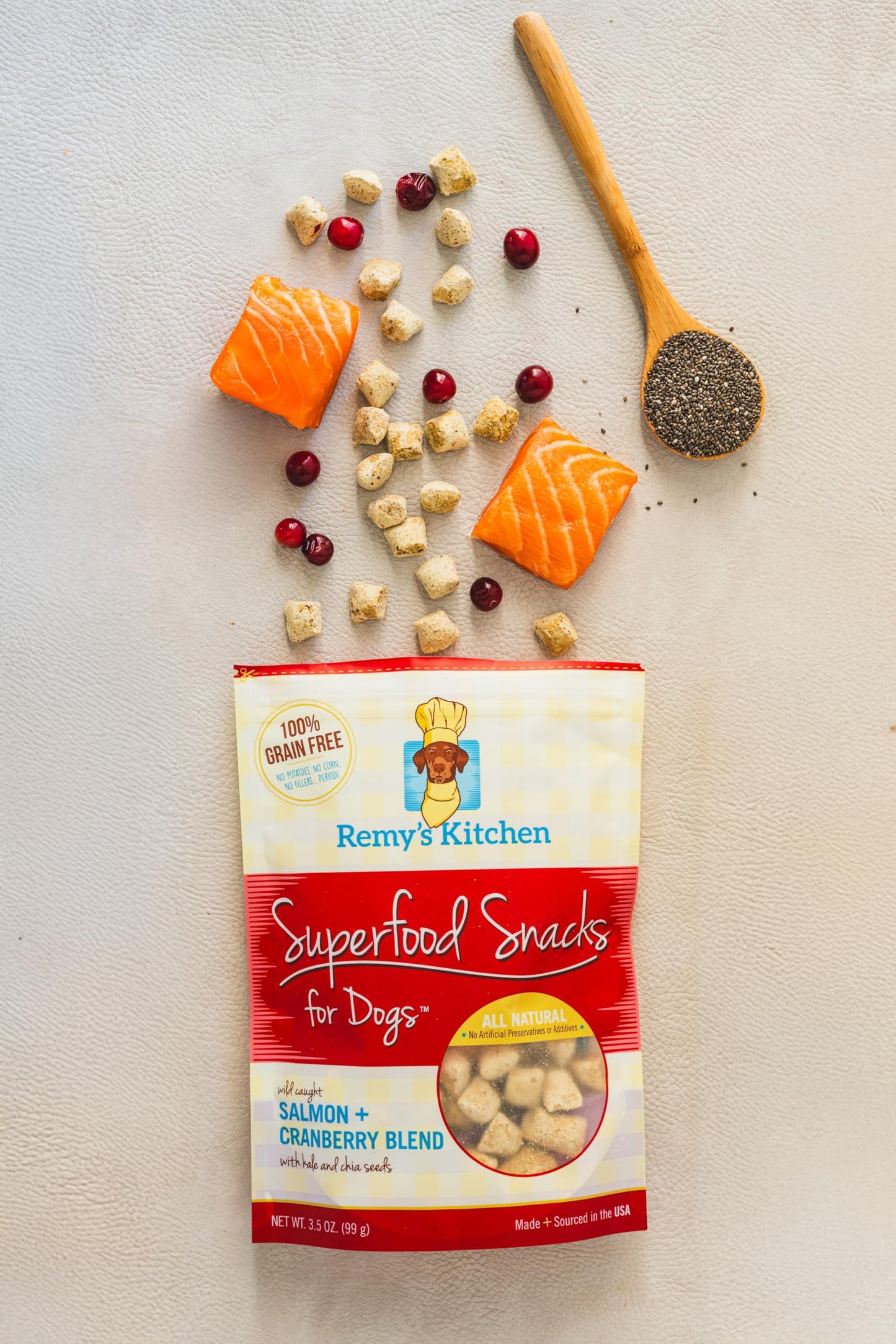 Remy's Kitchen Freeze Dried Dog Treats USA Sourced and Small Batch Made - Human-Grade, All Natural Superfood Dog Snacks without Artificial Preservatives, Grain Free - 7 oz, Sweet Potato, Salmon 2-Pack