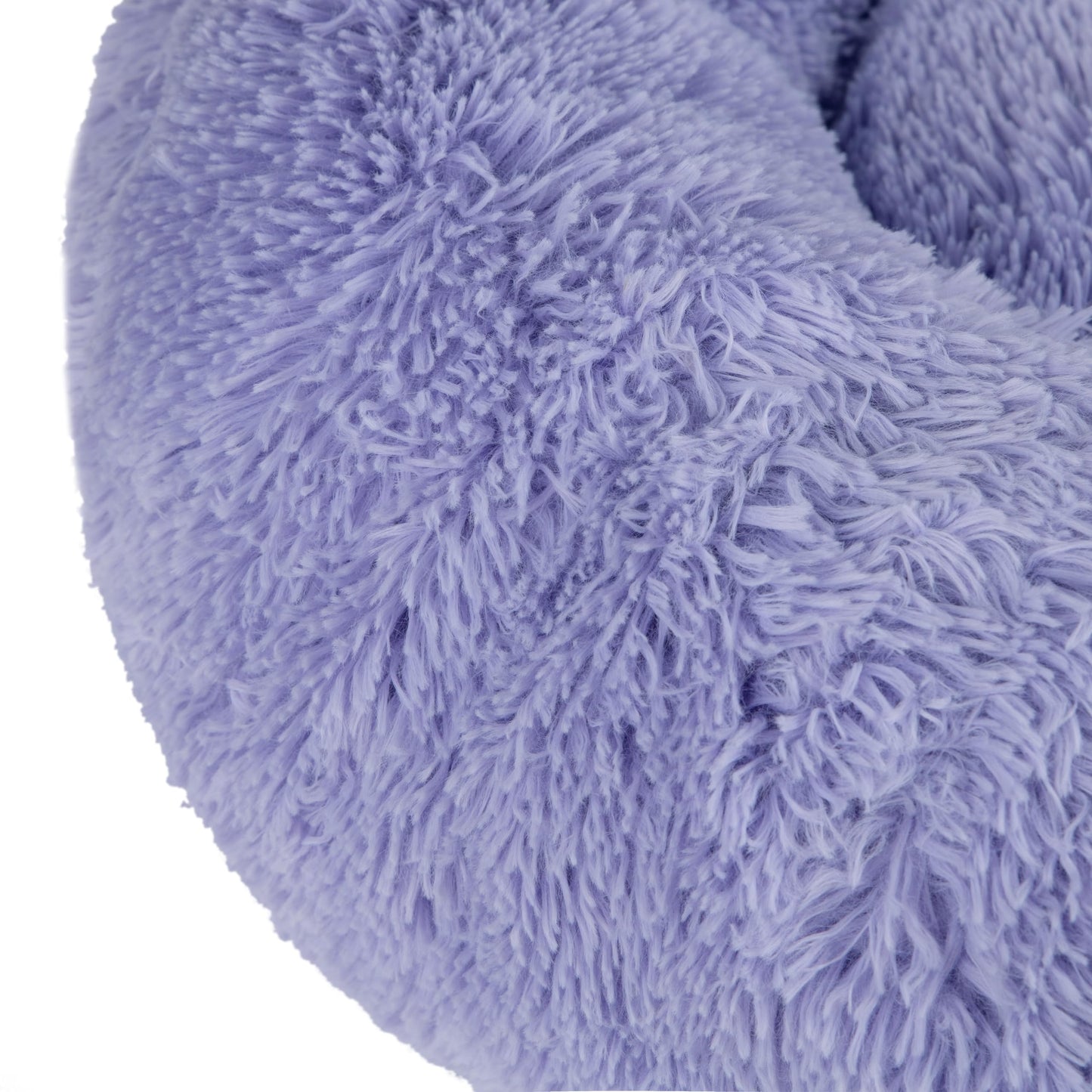 Best Pet Supplies Round Donut Dog Bed with Plush Faux Fur Fabric, Calming, Anti-Anxiety Cushion for Indoor Pets, Slip-Resistant Base, Soft Ergonomic Support - Lavender, 24x24x7''