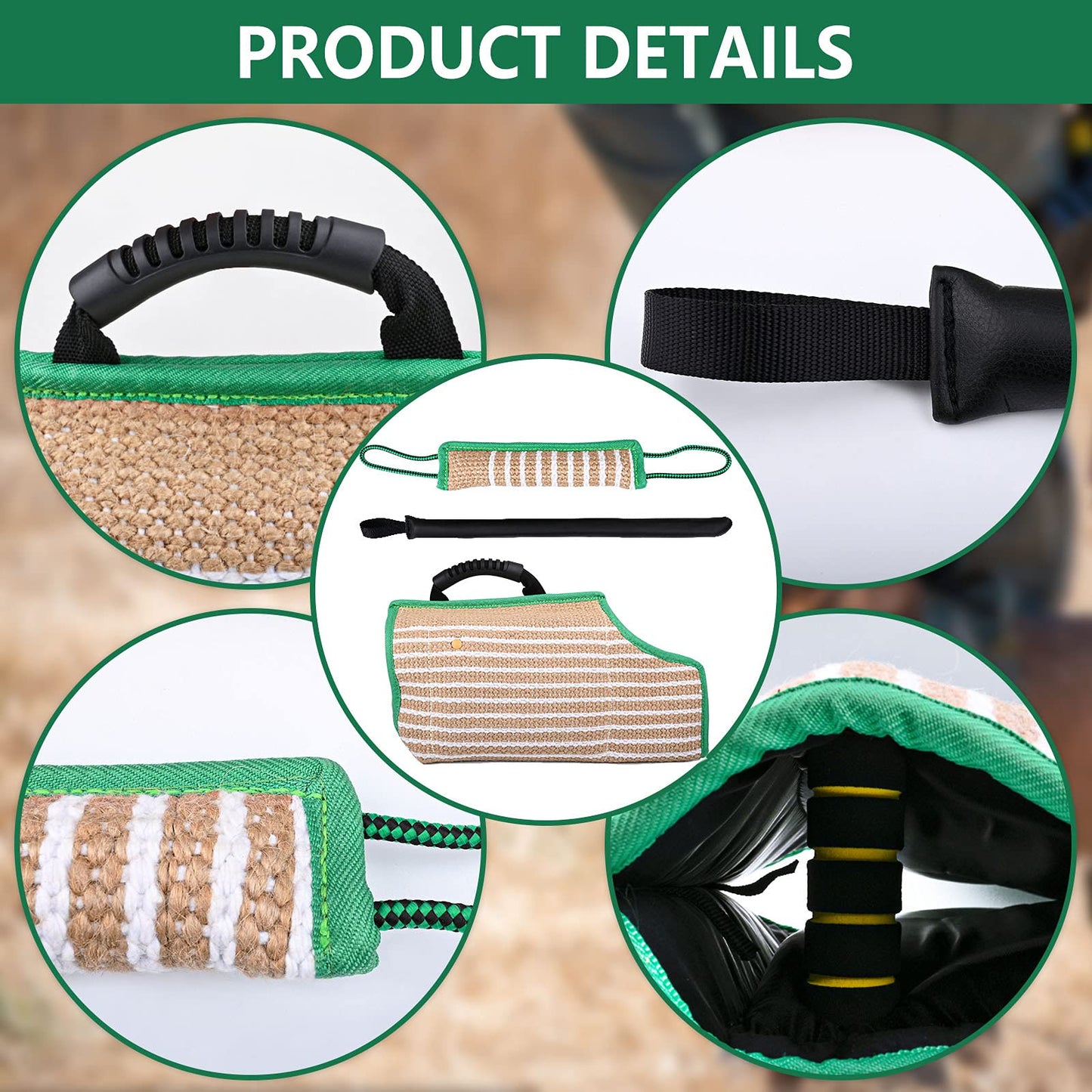 Dog Bite Training Set - Dog Bite Sleeve Training Protection Arm, Dog Bite Pillow Tug Toy, Dog Training Stick, Professional Training Equipment for K9, IPO, Schutzhund Puppy Training