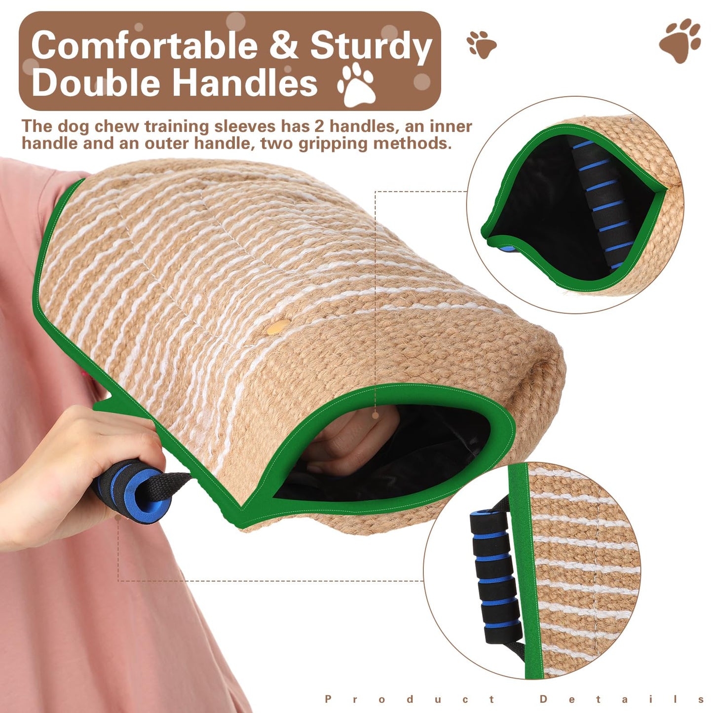 Leyndo 4 Pcs Dog Training Set Include Dog Sleeve Pillow Tug Toy Training Stick and Rubber Ball Professional Equipment for Biting Interactive Fetch K9 Puppy(Green)