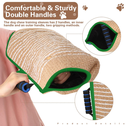 Leyndo 4 Pcs Dog Training Set Include Dog Sleeve Pillow Tug Toy Training Stick and Rubber Ball Professional Equipment for Biting Interactive Fetch K9 Puppy(Green)