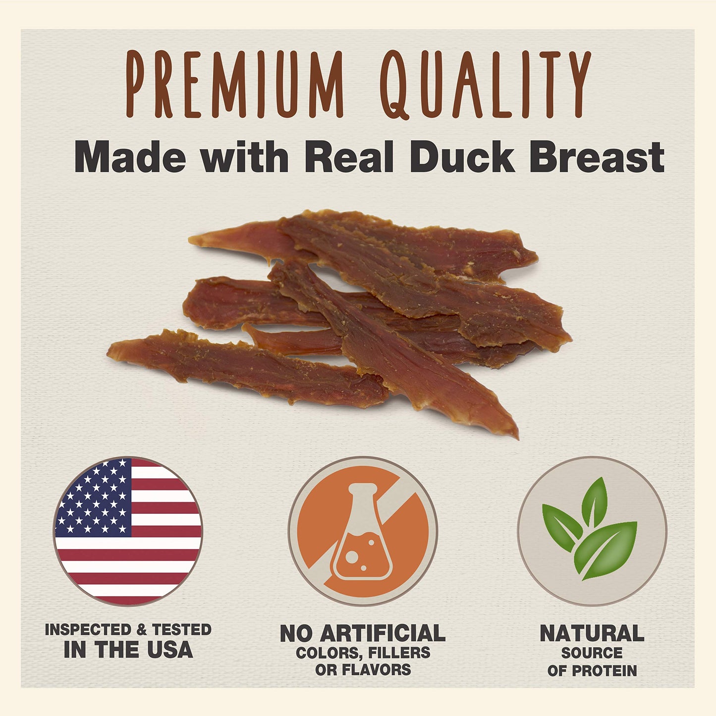 Cadet Gourmet Duck Breast Jerky Dog Treats, Healthy, Long-Lasting High-Protein Training Treats for Small & Large Dogs, 14 oz.
