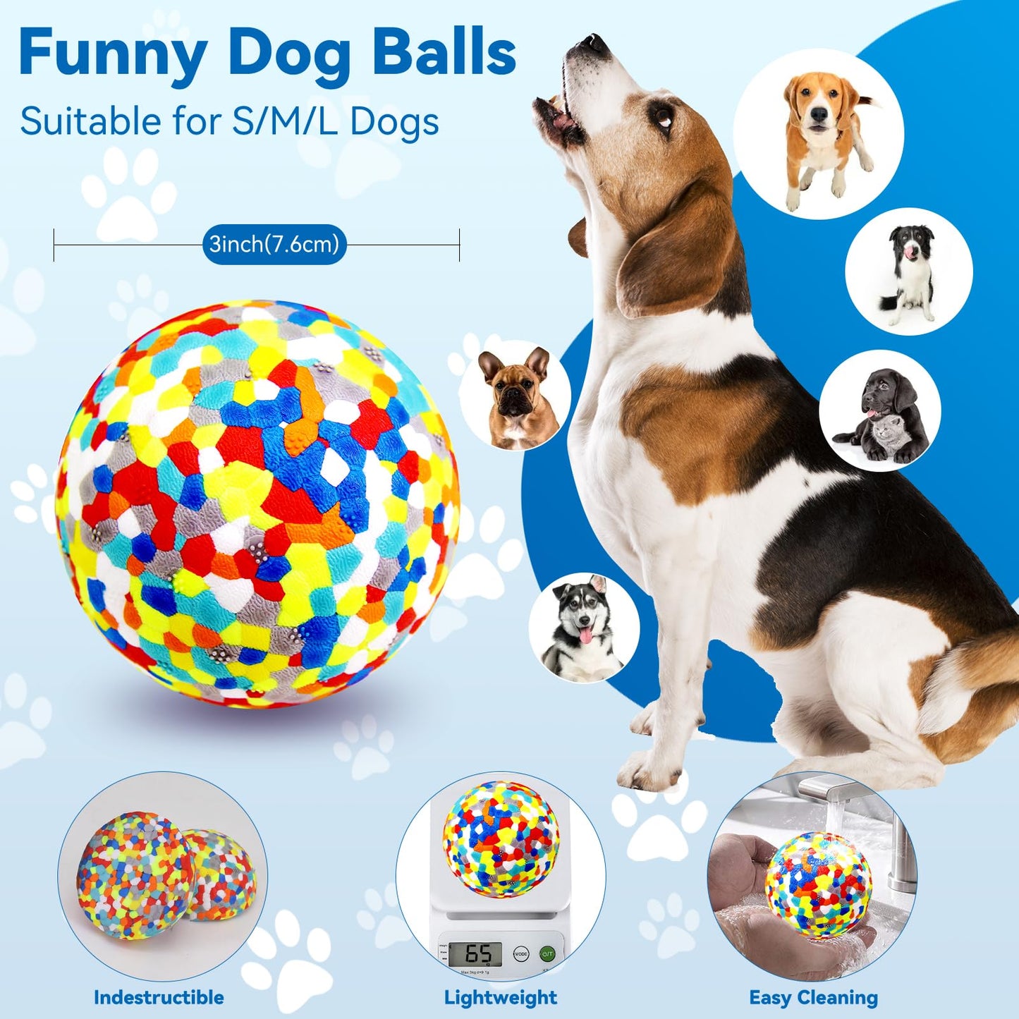 loncoldy Indestructible Dog Balls - 2 Pack Dog Toys for Aggressive Chewers, Large & Medium Breed, Interactive Fetch Ball Toy for Dogs