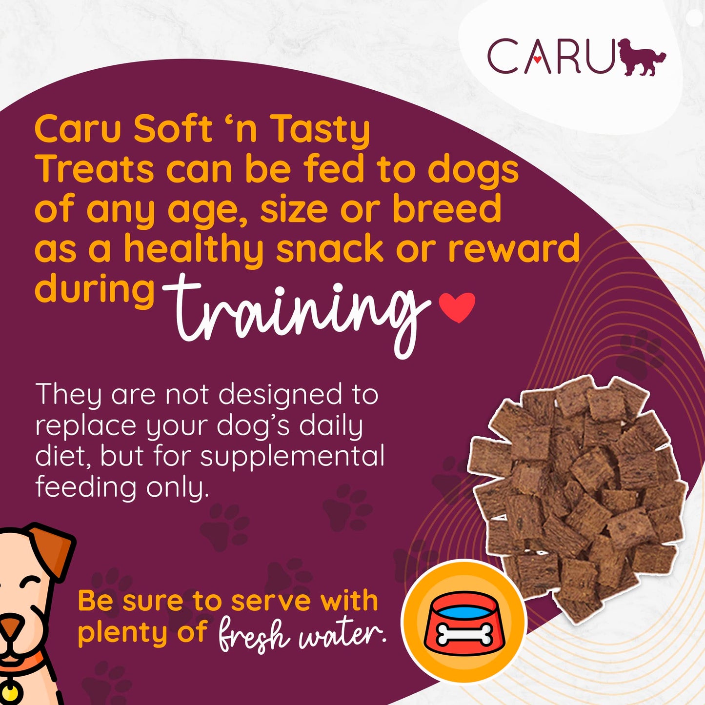 Caru - Soft n’ Tasty Baked Bites - Alligator Bites Dog Treats - Flavorful Training Treats - 3.75 oz Bags - Pack of 3