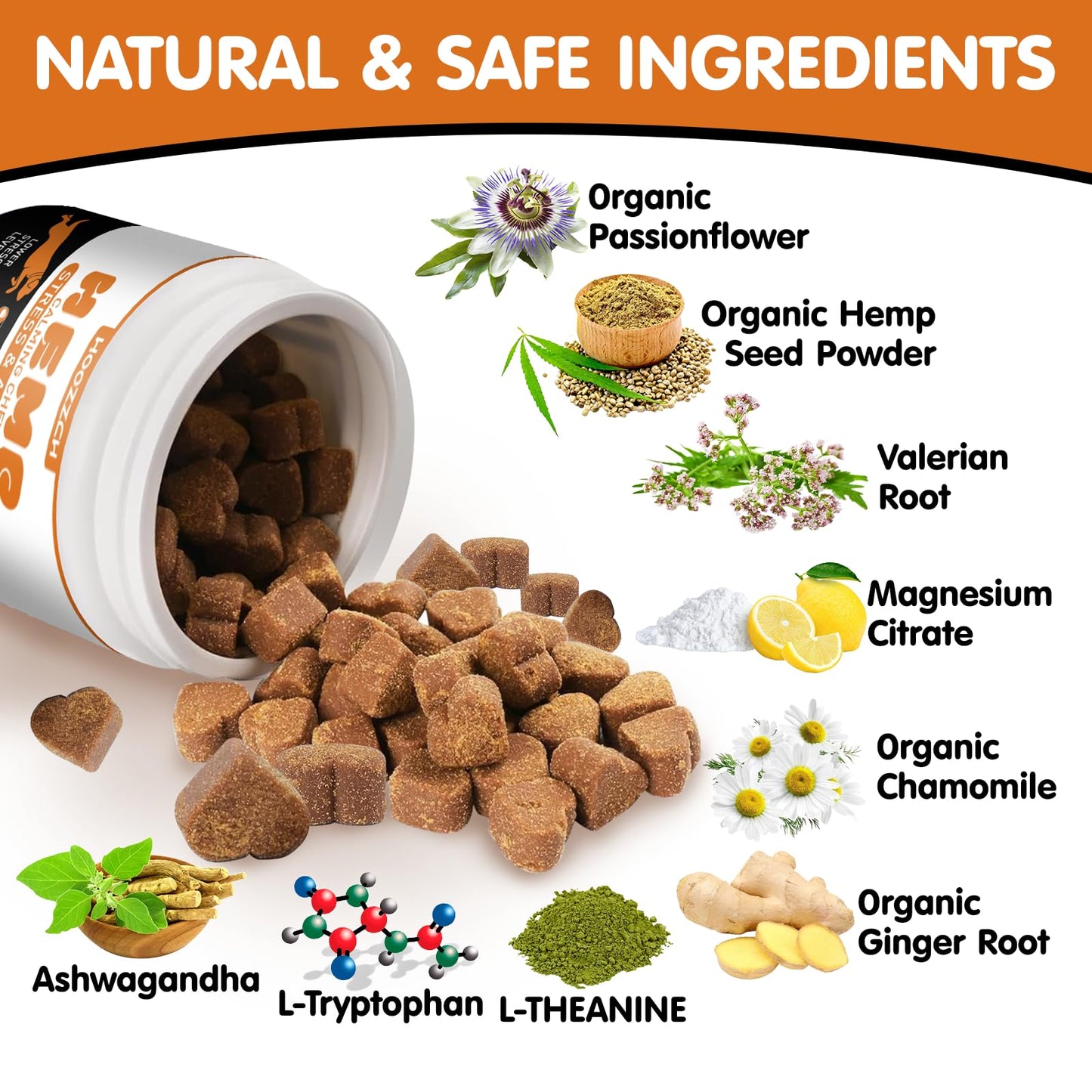 Hoozzch Calming Chews for Dogs - Dog Calming Chews - Anxiety Relief Treats Helps with Advanced Stress Relief, Separation Aid, Barking, Composure - 180 Soft Chews