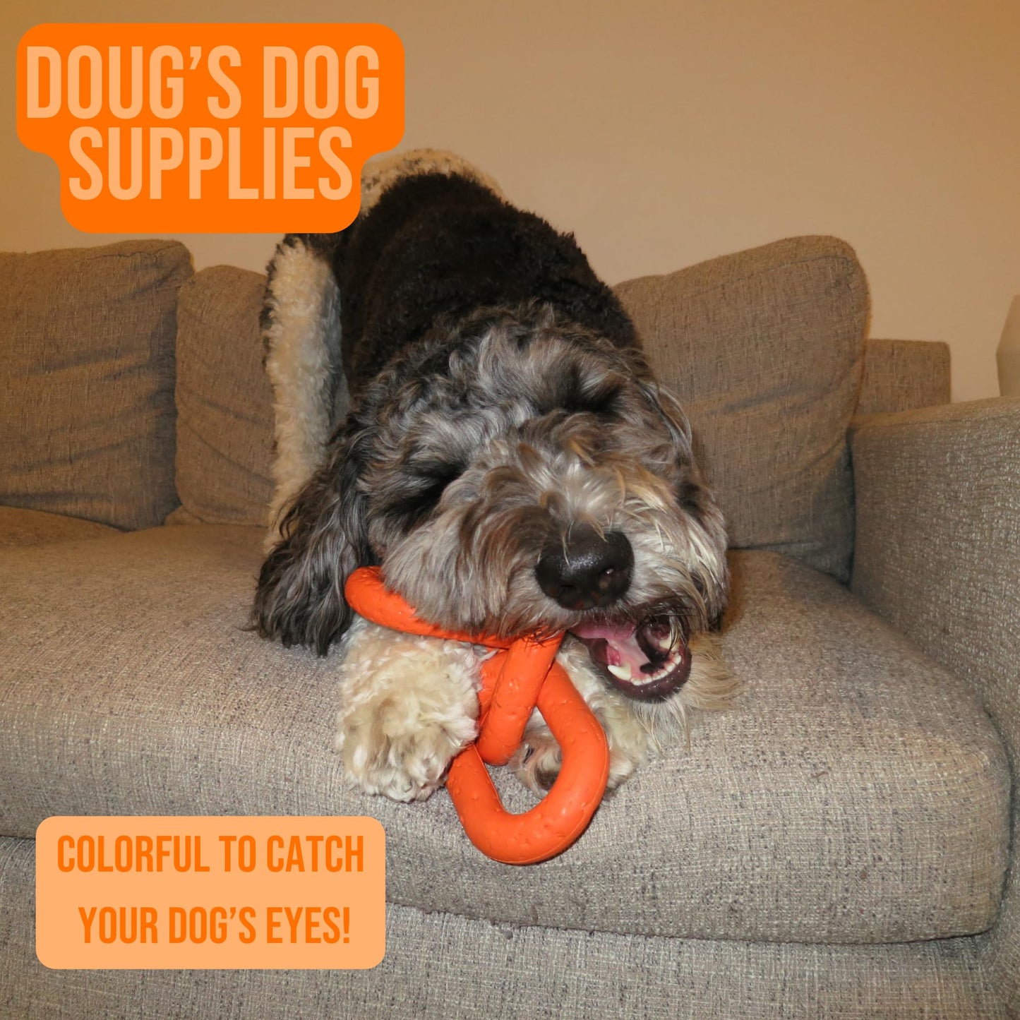 Doug's Dog Supplies Chain Link Tug Toy, Tug Toys for Dogs, Rubber Chain Toy for Tug of War (Orange)