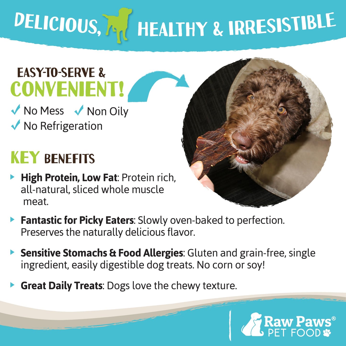 Raw Paws Water Buffalo Jerky Treats for Dogs, 16-oz - Packed in USA - Free-Range Pure Buffalo Meat - Beef Jerky Alternative - Treats for Dogs - Single Ingredient