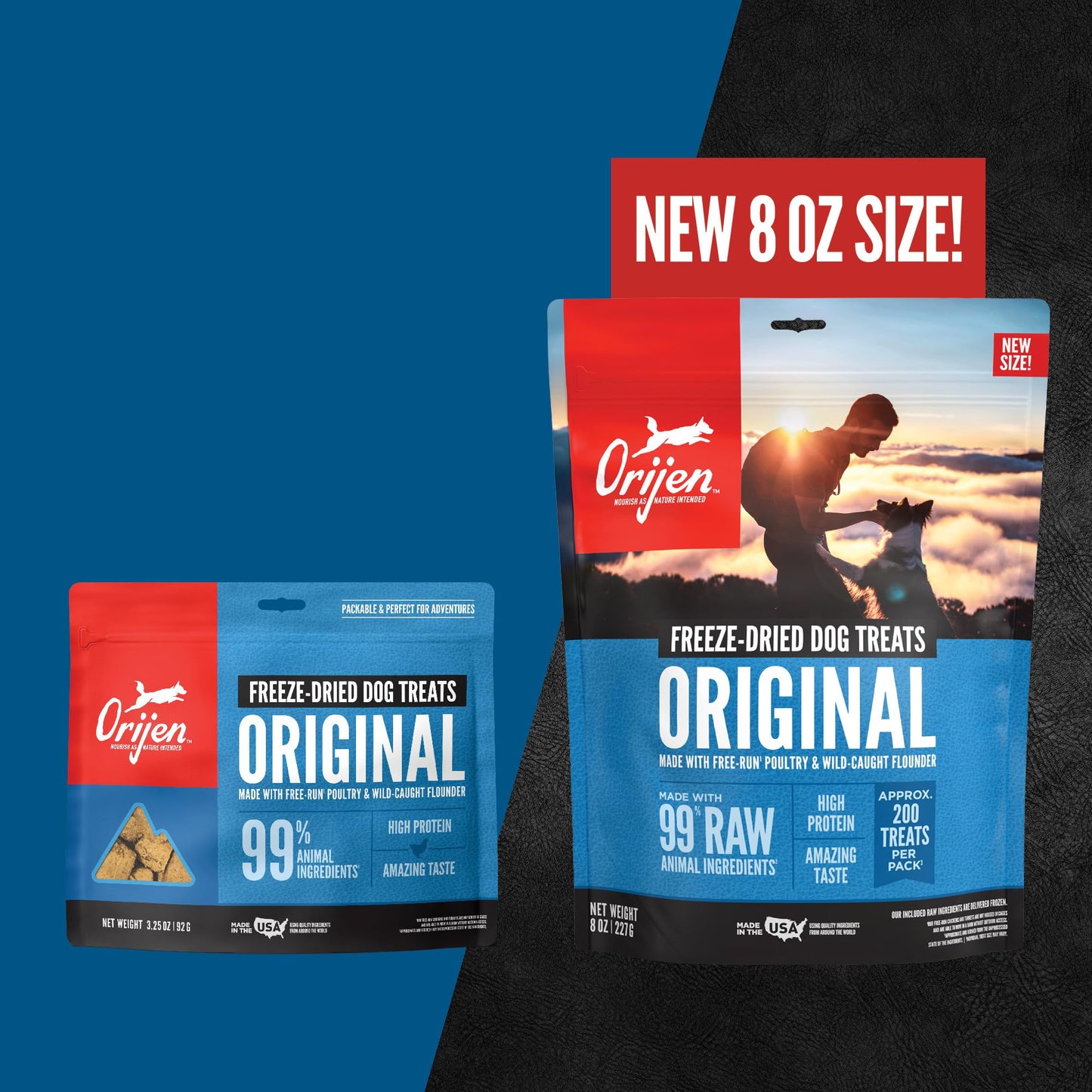 ORIJEN Grain Free High Protein Freeze Dried Dog Treats Original Recipe 8oz Bag