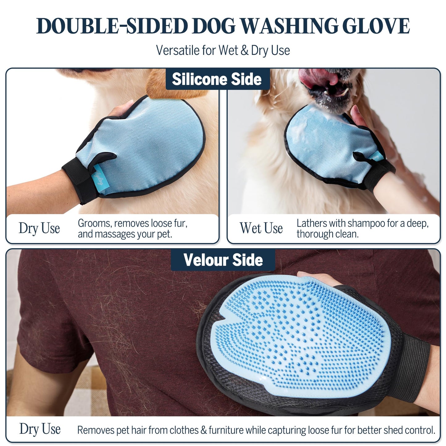 Clean and Floofy Dry Dog Shampoo with Glove – No Rinse Spray Foam, Anti-Itch, Odor Control, Moisturizing & Conditioning, Hydrating, Detangling, Sulfate-Free Waterless Pet Bath Wash for Dogs & Puppies