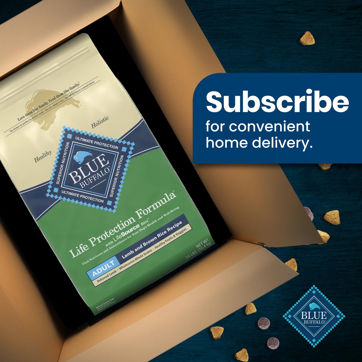 Blue Buffalo Life Protection Formula Adult Dry Dog Food, Helps Build and Maintain Strong Muscles, Made with Natural Ingredients, Lamb & Brown Rice Recipe, 34-lb. Bag