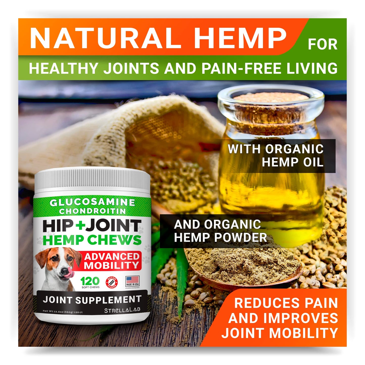 Allergy Relief + Hemp + Glucosamine Dogs Bundle - Itchy Skin Treatment + Hip Joint Pain Relief - Omega3 & Pumpkin + Chondroitin, MSM - Allergy Supplement + Advanced Mobility Hemp - 240ct - Made in USA