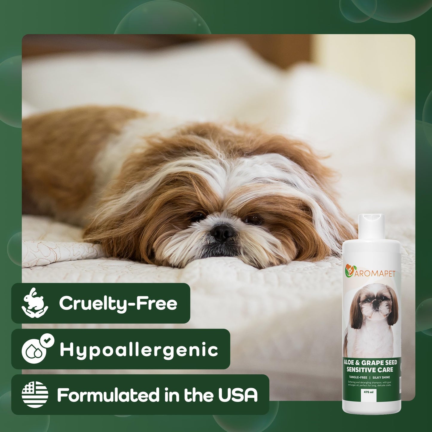Sensitive Care -Tangle-Free-Silky Shine Softening and detangling Shampoo, Delicate Coat Clean & Odor Control Shampoo – Advanced Shine Formula for Dogs (Shih Tzu, 16 Fluid Ounces)