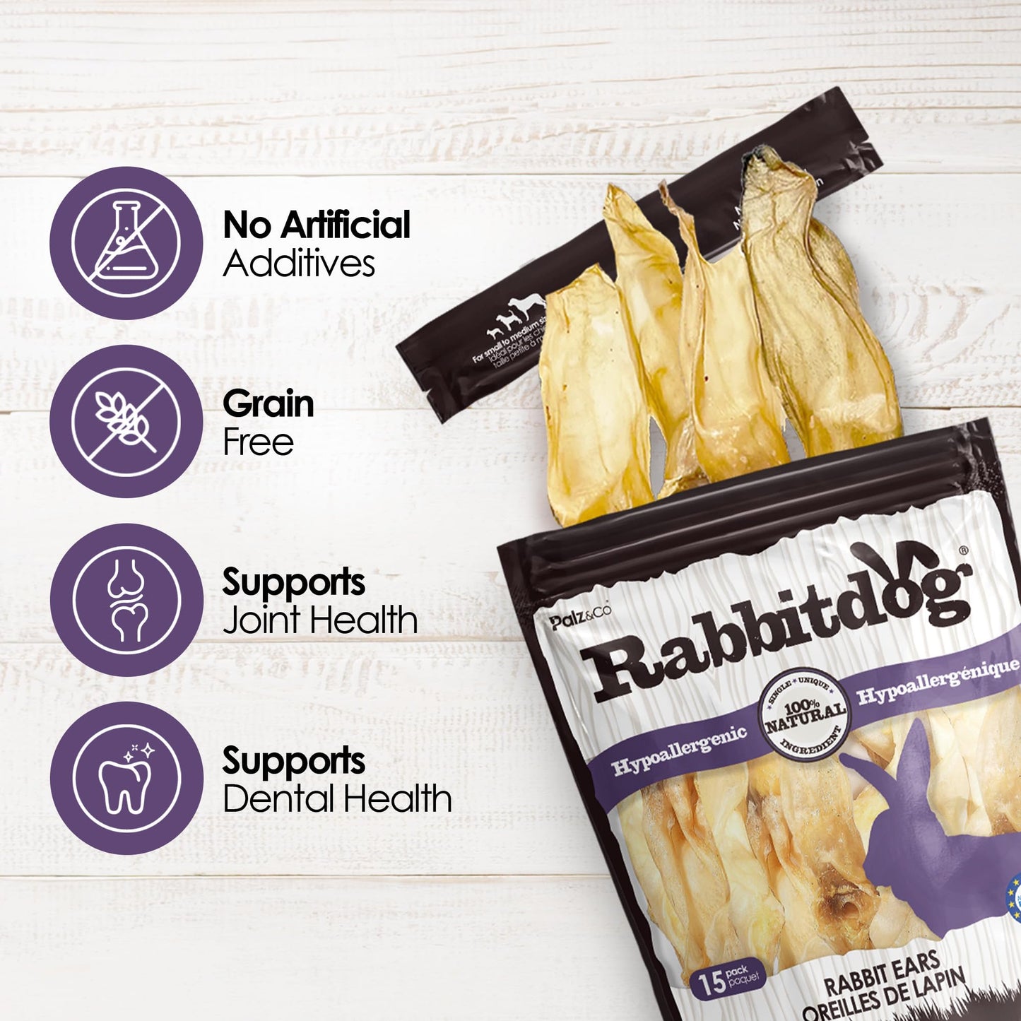RabbitDog Rabbit Treat Variety Pack for Dogs – Ears (Without Fur), Jerky & Sausage - 100% Natural, Single Ingredient Dog Chews