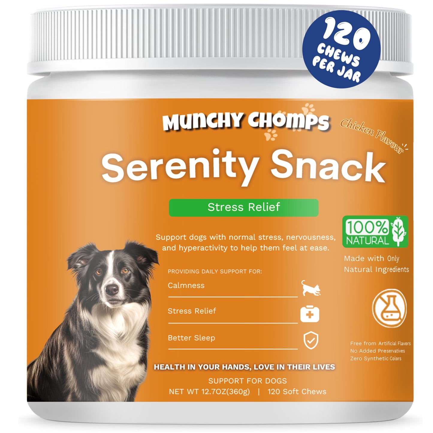 Serenity Snack for Dogs - Stress Relief & Calming Chews with Colostrum Calming Complex & L-Theanine - Promotes Relaxation & Better Sleep (Chicken)