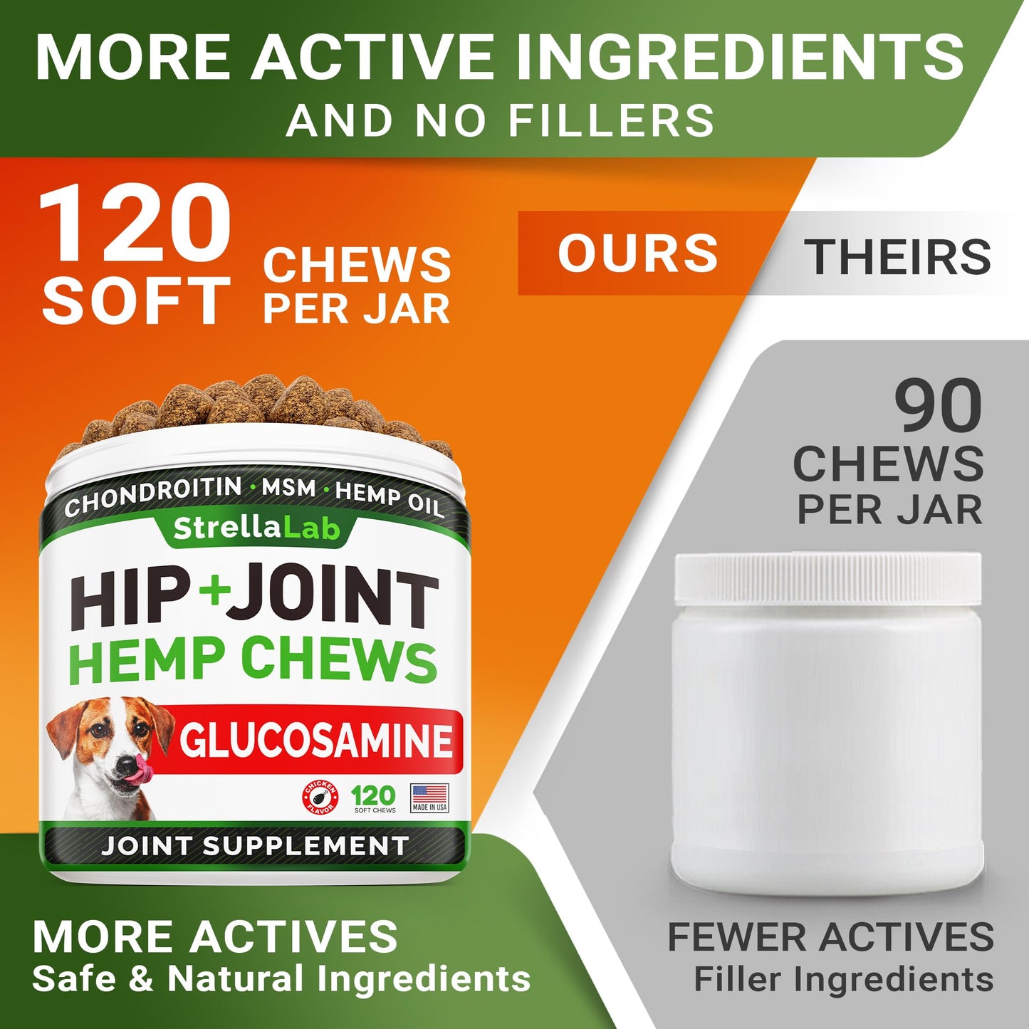 Hemp Calming + Hemp Glucosamine Chews for Dogs Bundle - Anxiety + Joint Pain Relief - Hemp Oil + Omega 3, Chondroitin, MSM - Dog Training & Behavior Aid + Hip & Joint Care - 240 Chews - US Made
