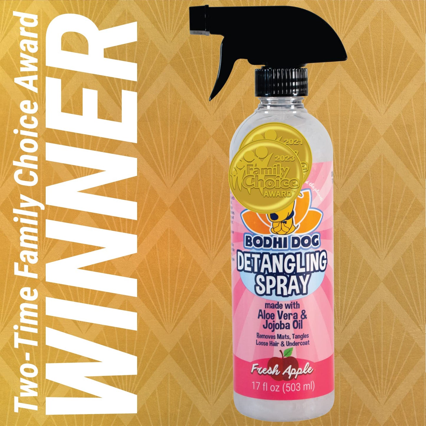Bodhi Dog Detangling Spray - Fur & Hair Detangler Spray for Dogs & Cats - Easily Removes Mats, Tangles & Knots - Pet Grooming Essentials - Made in USA - Fresh Apple (17 Fl Oz)