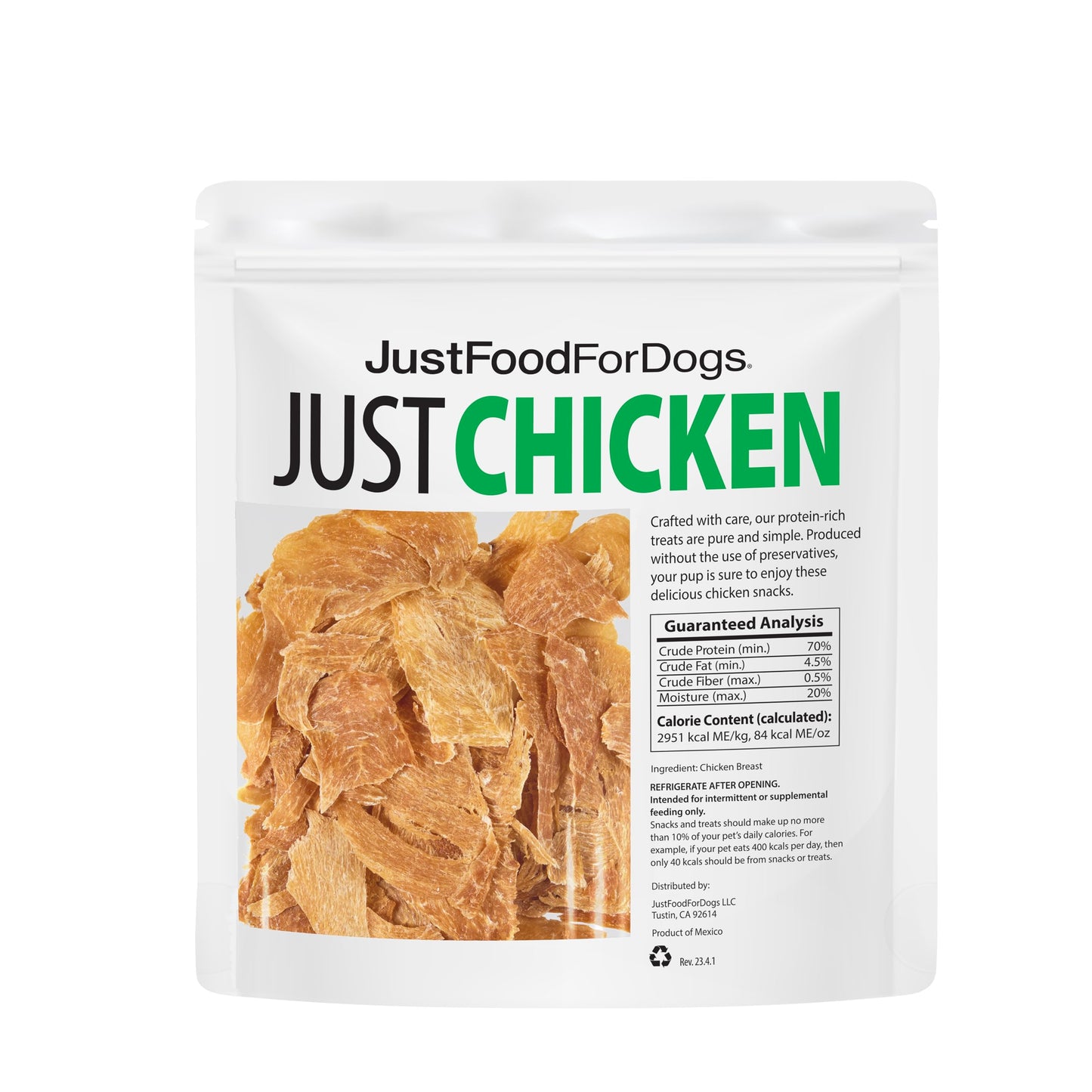 JustFoodForDogs Healthy Dog Treats, Single-Ingredient, Chicken Breast, 5 oz