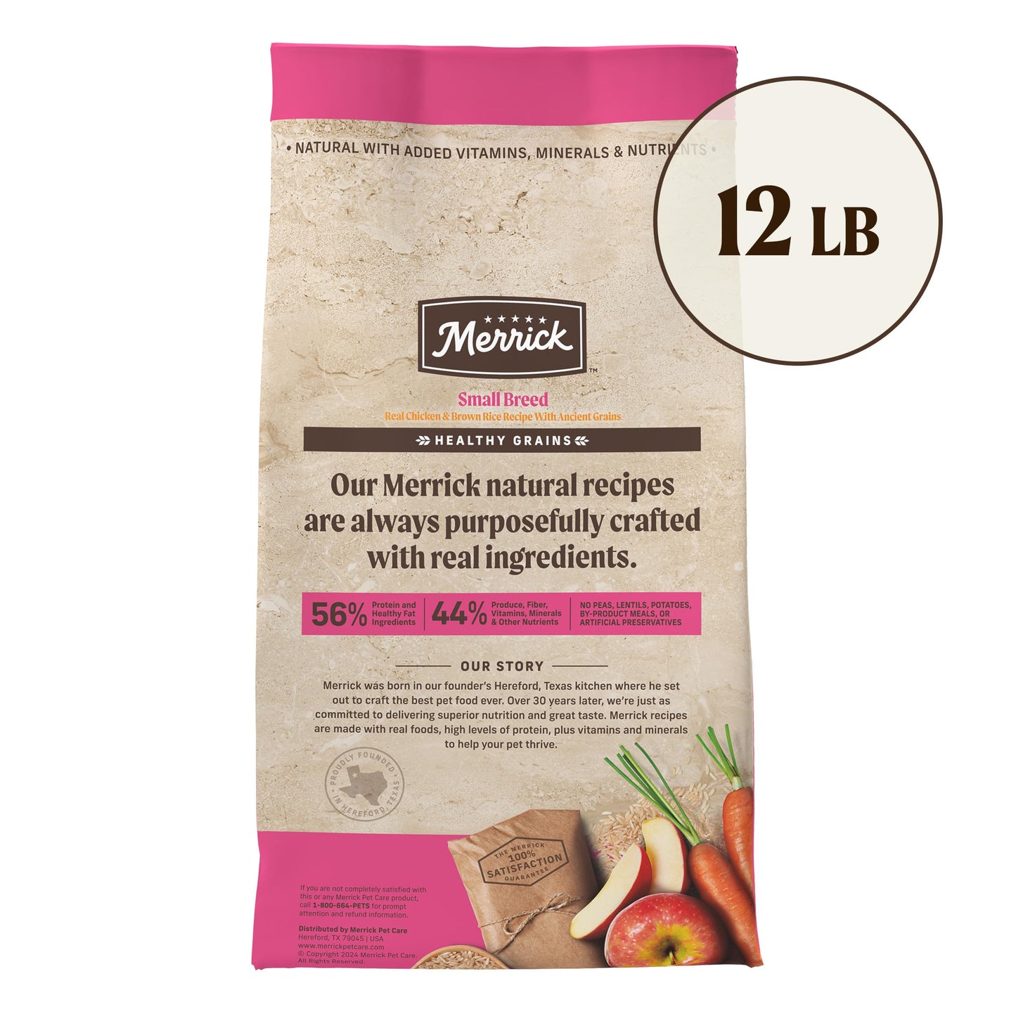 Merrick Healthy Grains Premium Dry Dog Food for Small Dogs, Wholesome and Natural Kibble, Small Breed Recipe - 12.0 lb. Bag