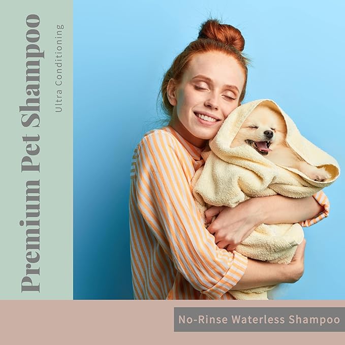 Begley's No Rinse Waterless Pet Shampoo, Bathless Cleaning, Deodorizing, and Odor Removal for a Shiny, Fresh Smelling Coat - Effective for Dogs, Puppies, and Cats - Fresh Tea Tree Scent