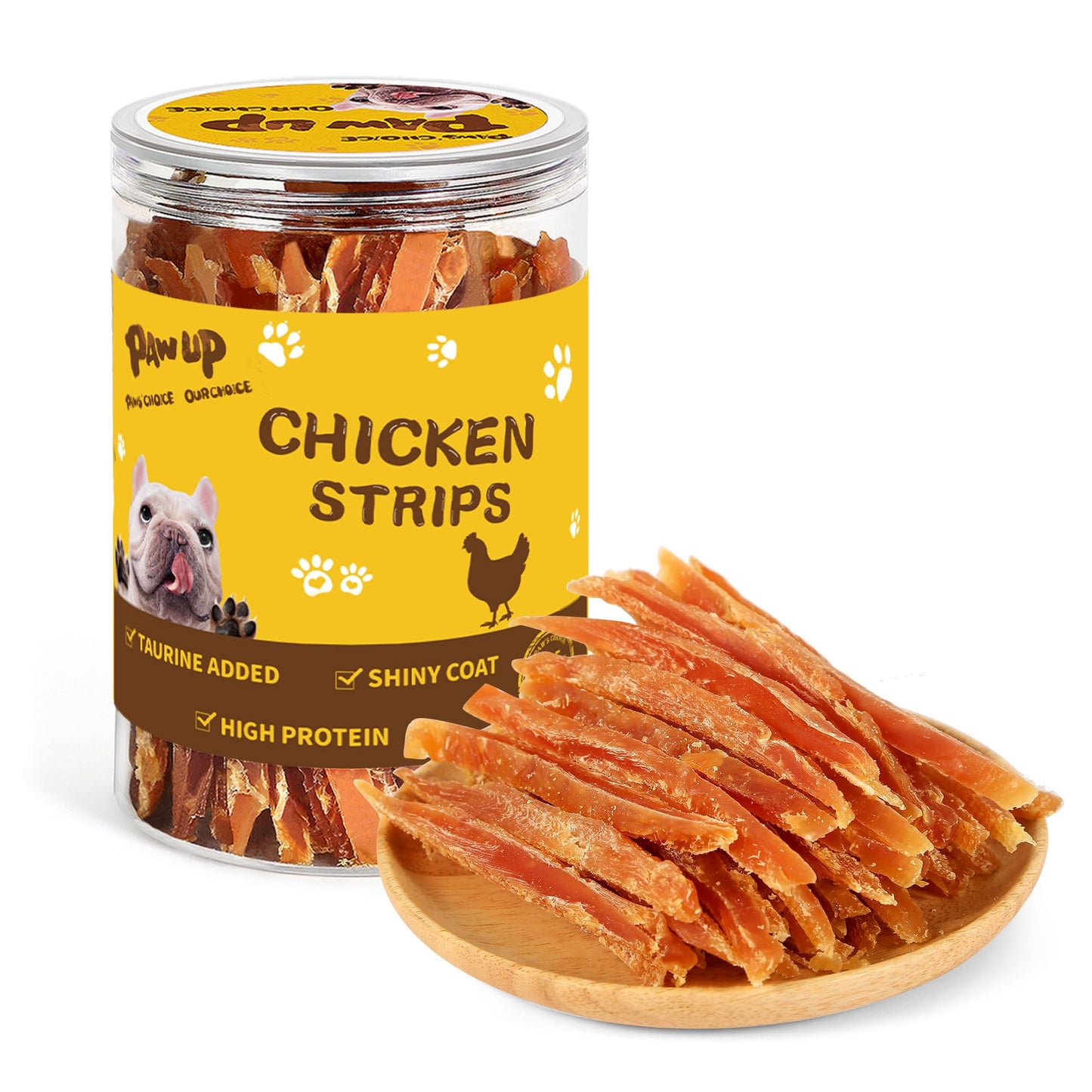 PAWUP Chicken Jerky Strips Dog Treats, Training Treats for Dogs w/Taurine, Low Fat, Natural Chicken Jerky Cuts, 12.5 oz
