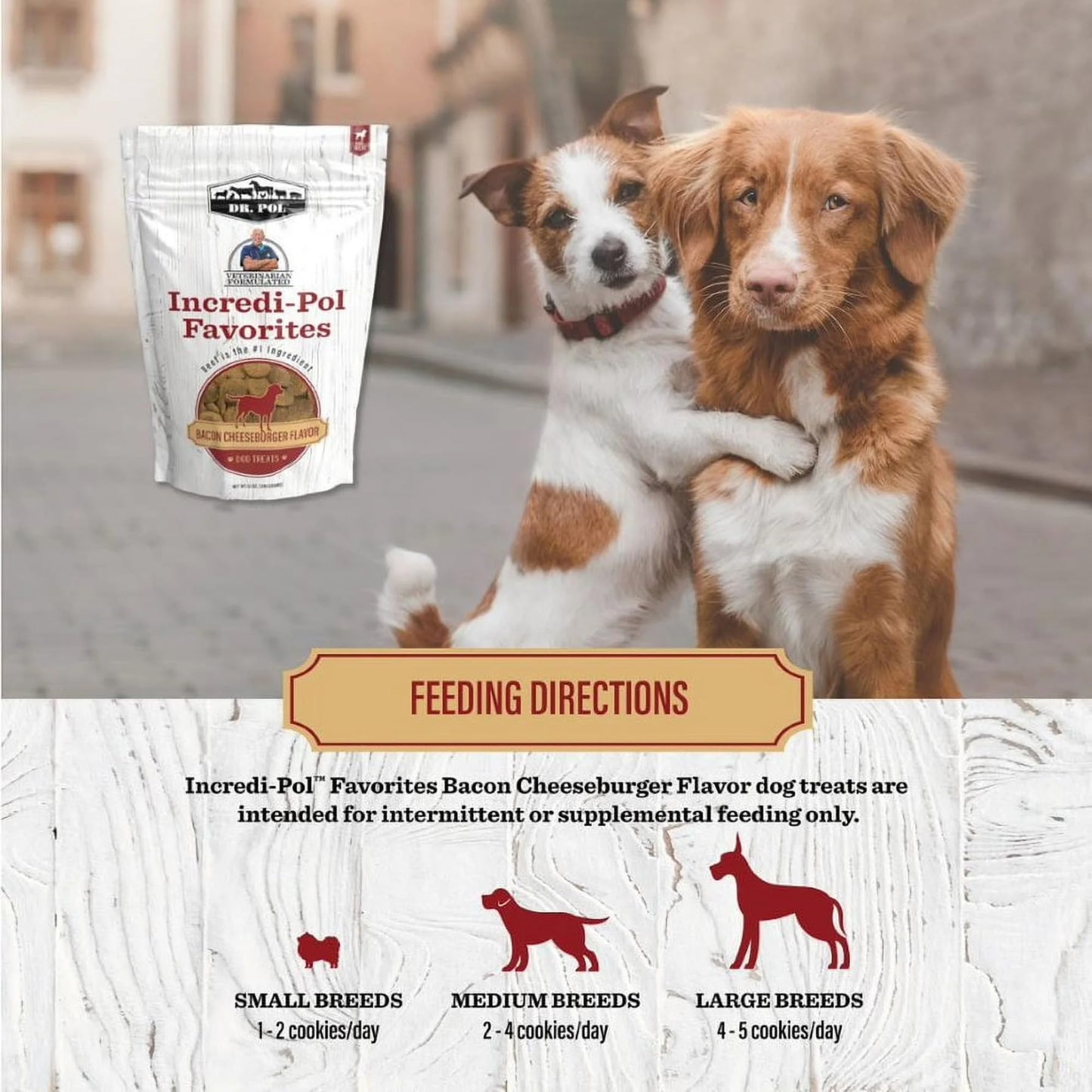 Dr. Pol Healthy All Natural Dog Treats - Incredi-Pol Gourmet Pet Treat Pack Made in USA, Baked Puppy Training Biscuits for Large or Small Dogs, Corn-Free, Bacon Cheeseburger, 12oz