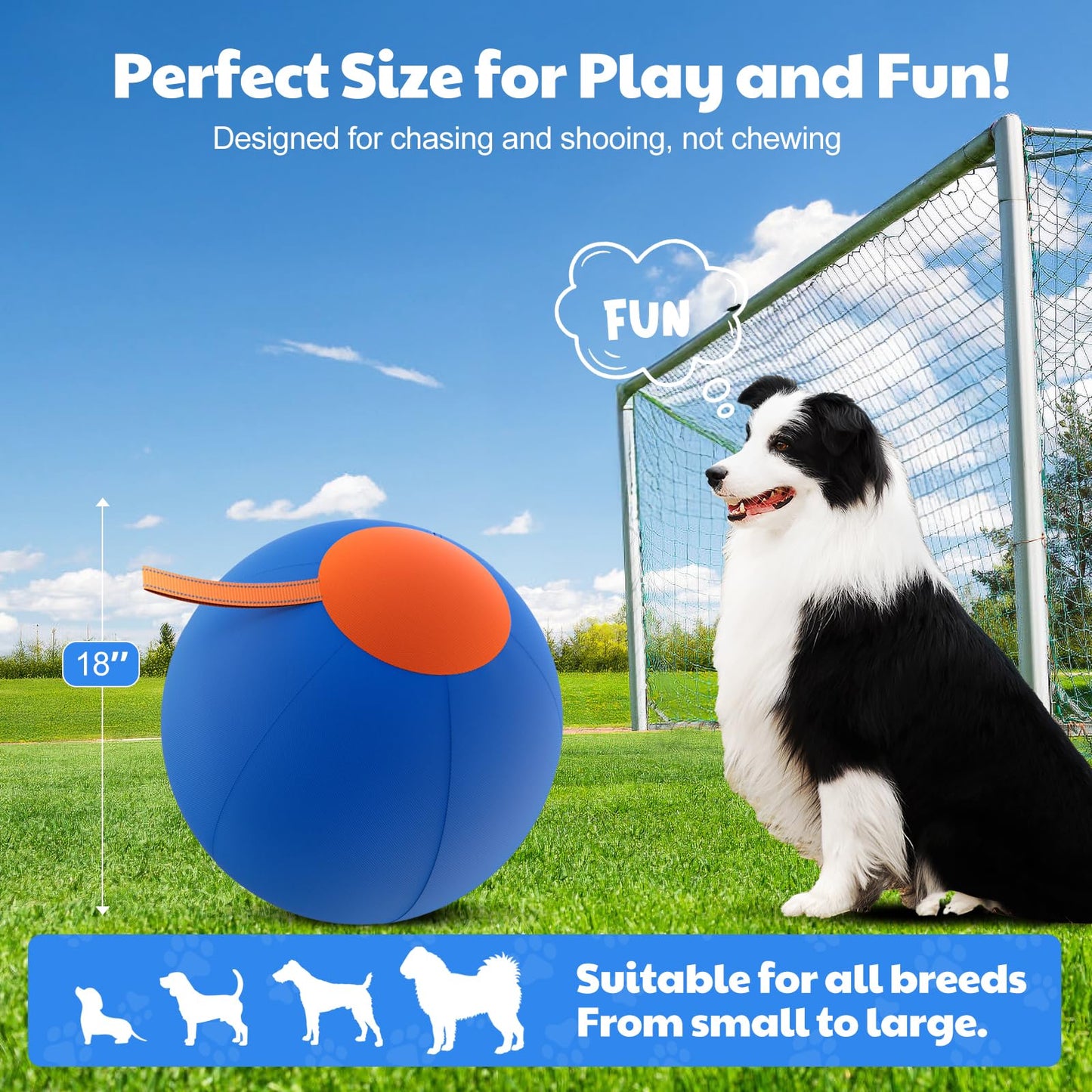 Happypaw 18'' Herding Ball for Dogs – Durable Dog Toy Agility Equipment for Australian Shepherds, Cattle, Border Collies, and Small/Medieum Breeds, Outdoor Dog Toys