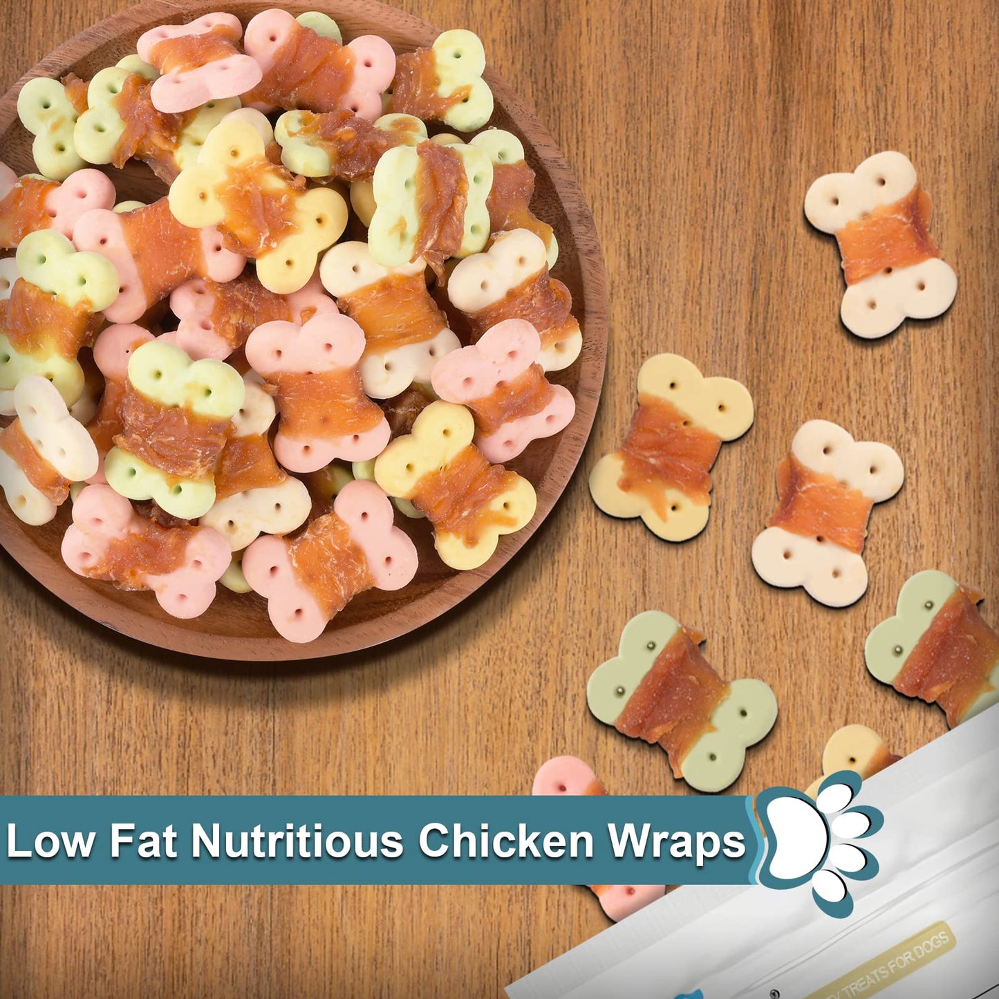 Pawant Dog Treats Biscuits Wrapped in Chicken Chews for Small Dog no Rawhide 0.5lb/227g