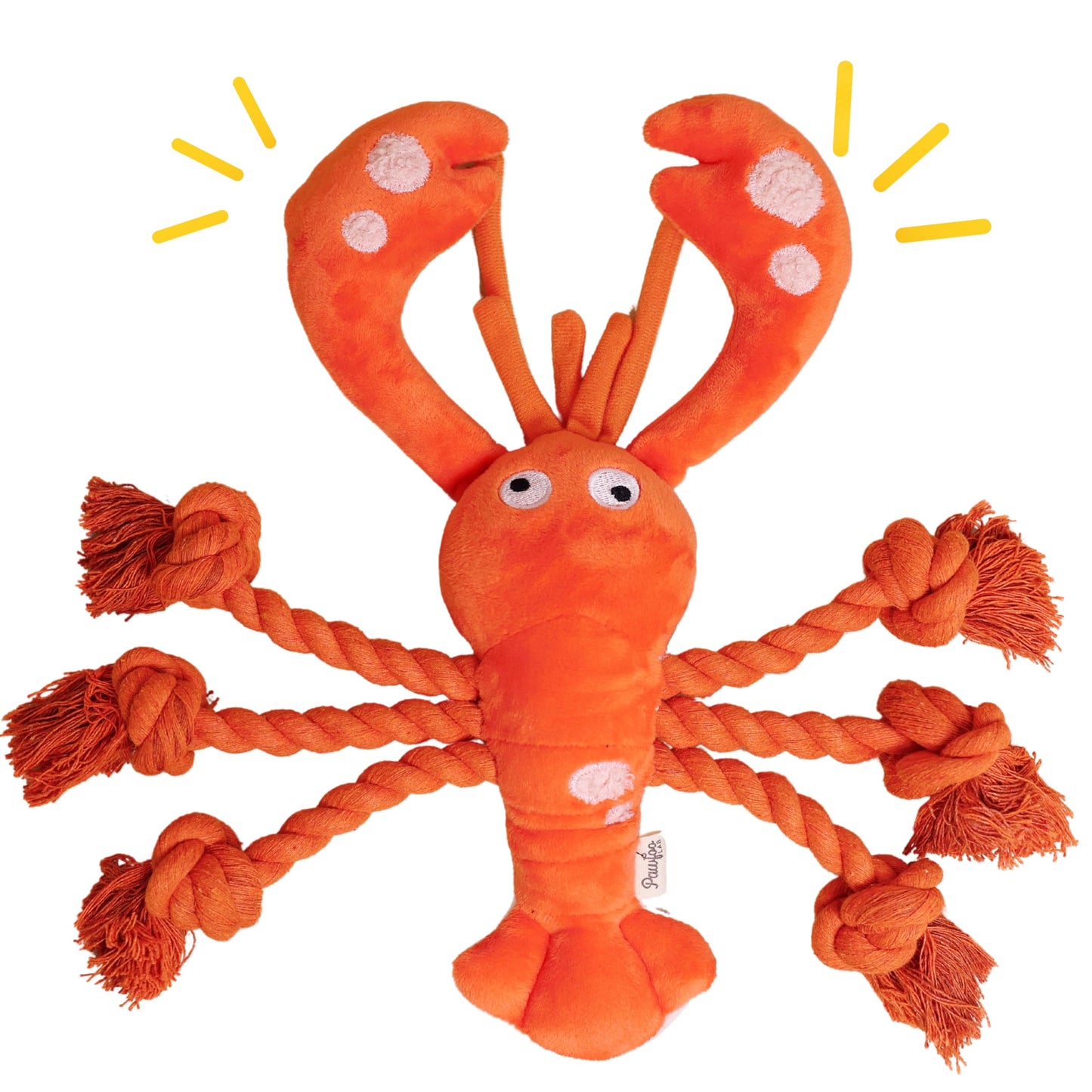 Pawfoo Lab Tough Dog Toys, Large Squeaky Rope Tug of War Dog Toys for Puppy, Small, Medium, Large Dogs, Interactive Stuffed Plush Toys, Dog Birthday Gifts - Lobster