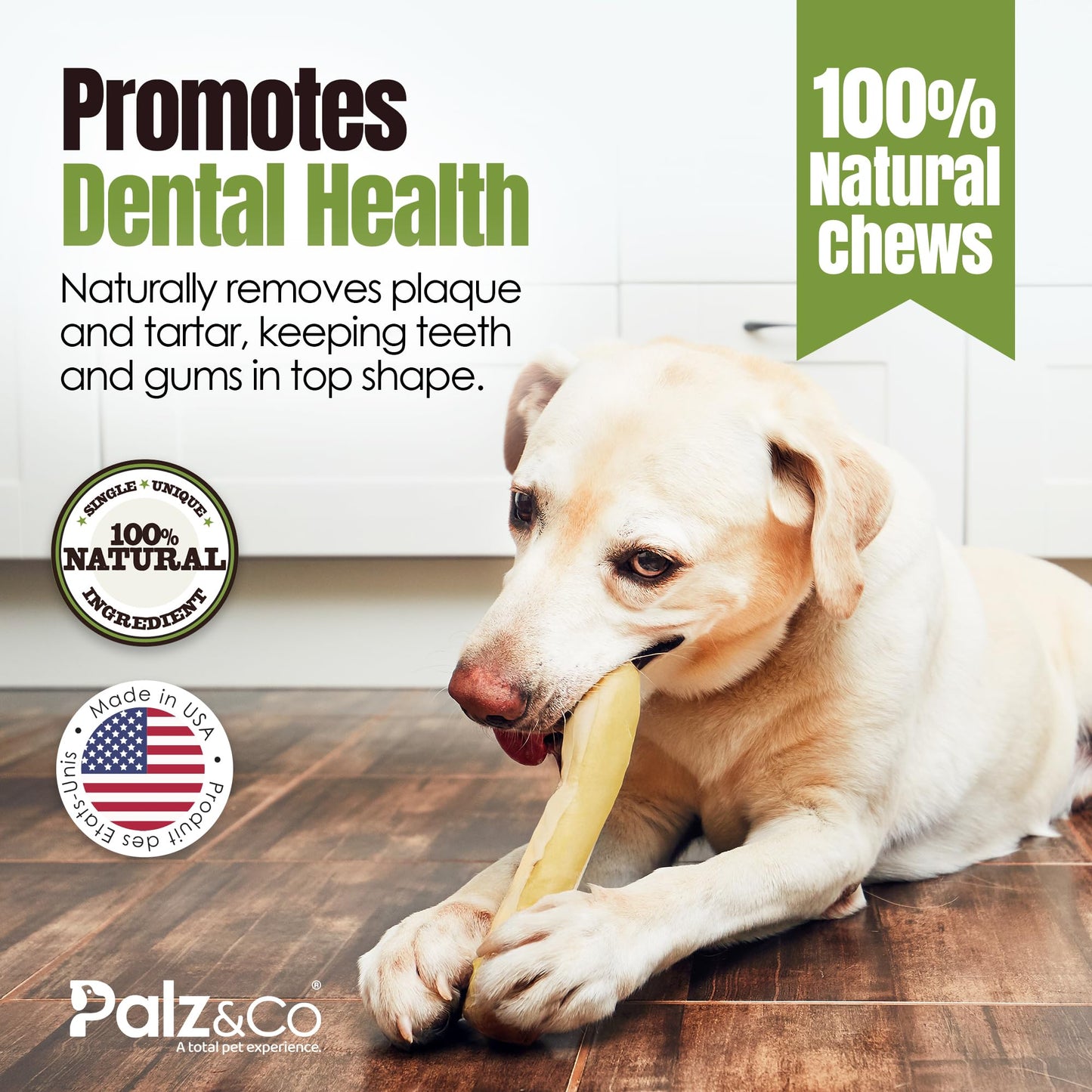 Palz&Co Moodog Beef Corium Collagen Roll 11" Bacon Flavor - 100% Natural Dog Treat, Grain-Free, High Protein, Made in USA, Long Lasting Chew