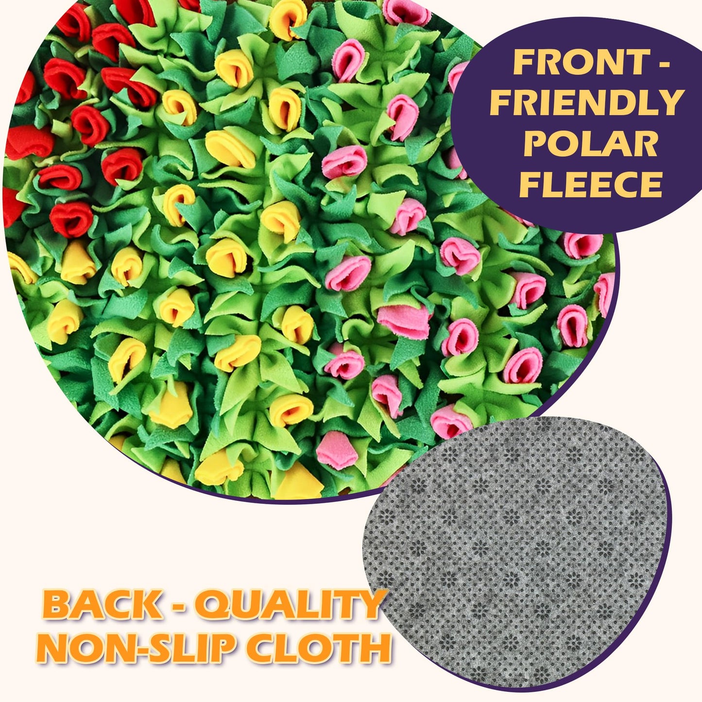 MHTTEC Dog Sniffing Mat Tulip Snuffle Mats for Dogs 23.62" x 15.75" Nosework Feeding Mat Polar Fleece Interactive Dog Slow Feeder for Smell Training and Slow Eating 1PC