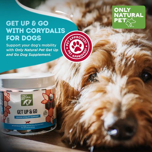 Only Natural Pet Get Up & Go Herbal Joint Support Supplement for Dogs - Holistically Formulated with Corydalis & Turmeric Hip & Joint Daily Vitamin for Senior Dog - Bacon Flavor - 60 Soft Chews