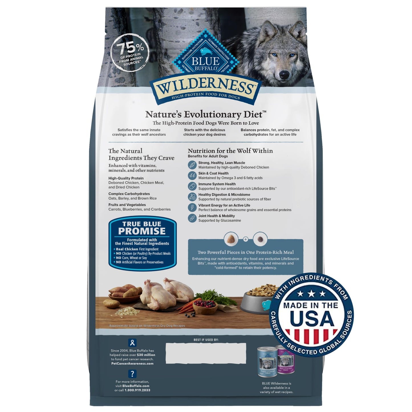Blue Buffalo Wilderness Dry Dog Food Plus Wholesome Grains, Chicken, 4.5 lbs.