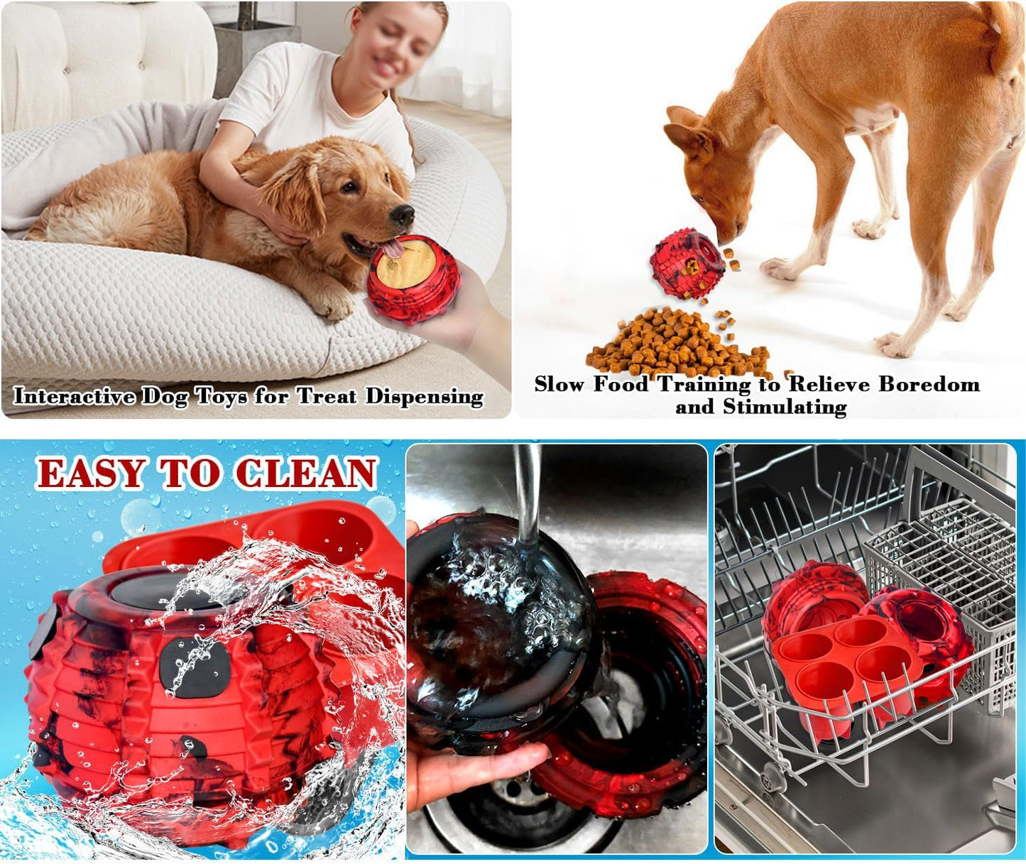 XHX Long-Lasting Interactive Dog Toy to Keep Your Pup Distracted - Safe for Dogs - Low-Mess Design - Dog Toys for Small Dogs 10-25 lbs(Small, Red and Black)