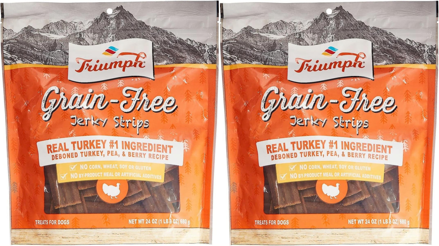 Triumph Dog Turkey, Pea, & Berry Grain Free Jerky, 24-Ounce - Pack of 2